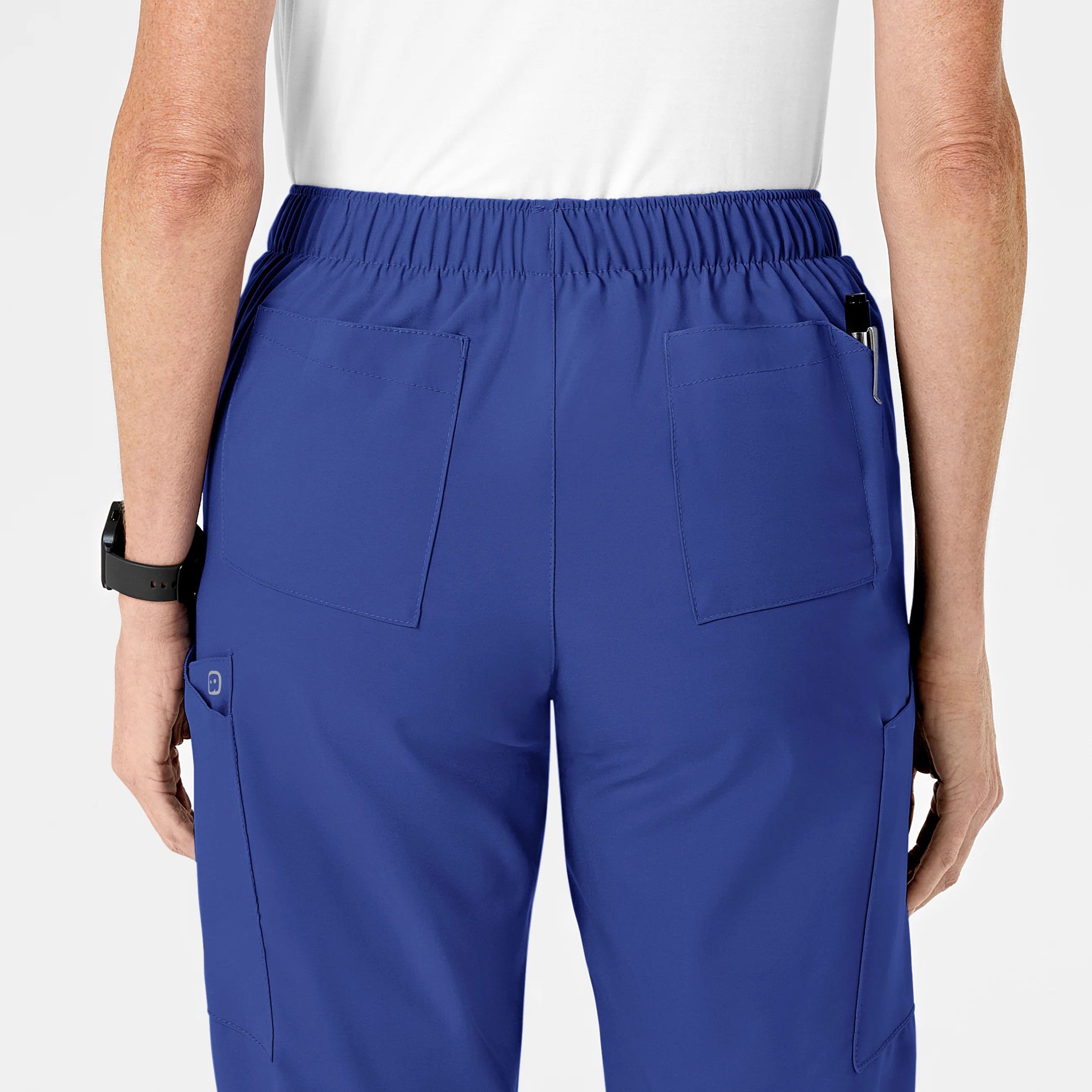 W123 Women's Flat Front Cargo Scrub Pant - Galaxy Blue - Image 10