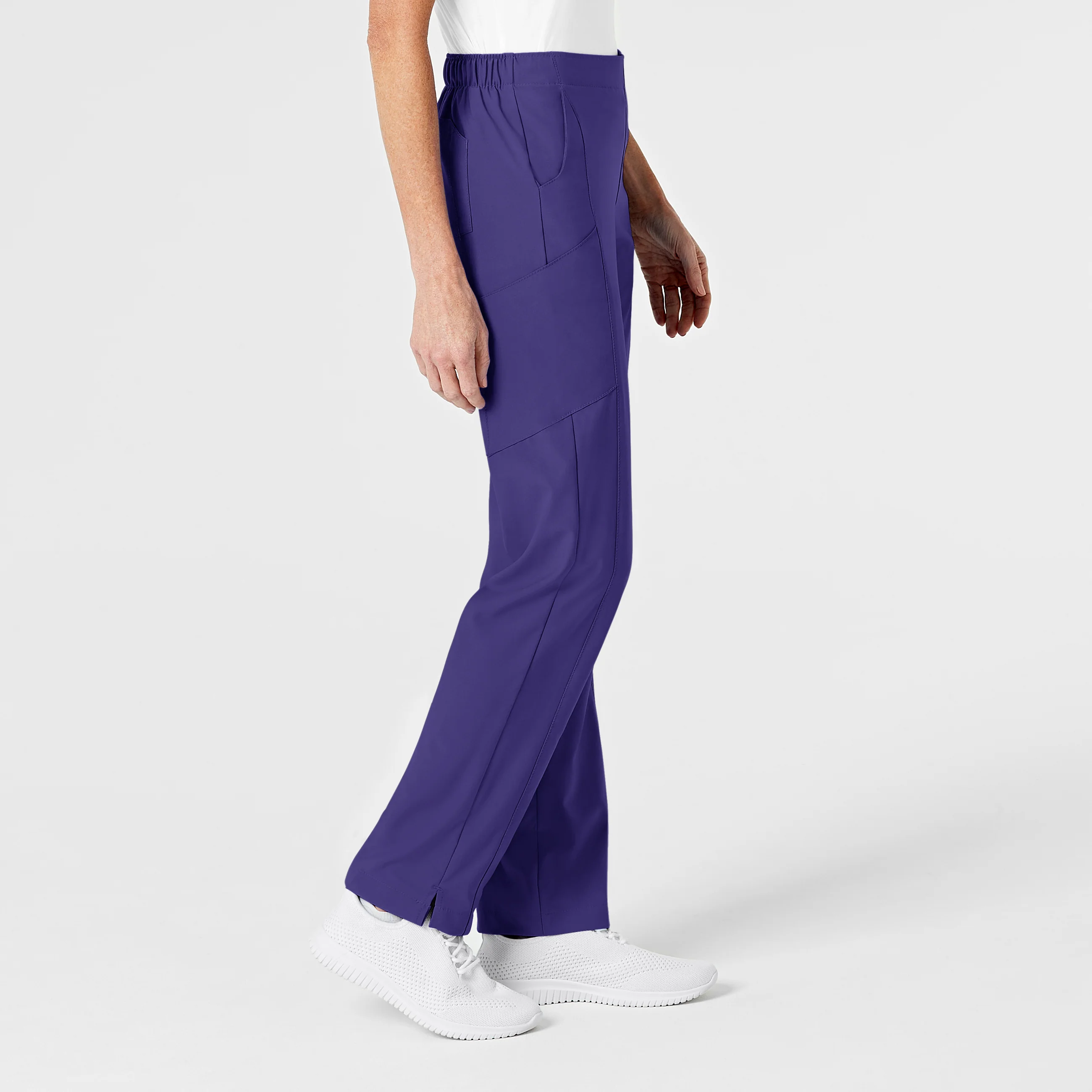 W123 Women's Flat Front Cargo Scrub Pant - Grape - Image 4