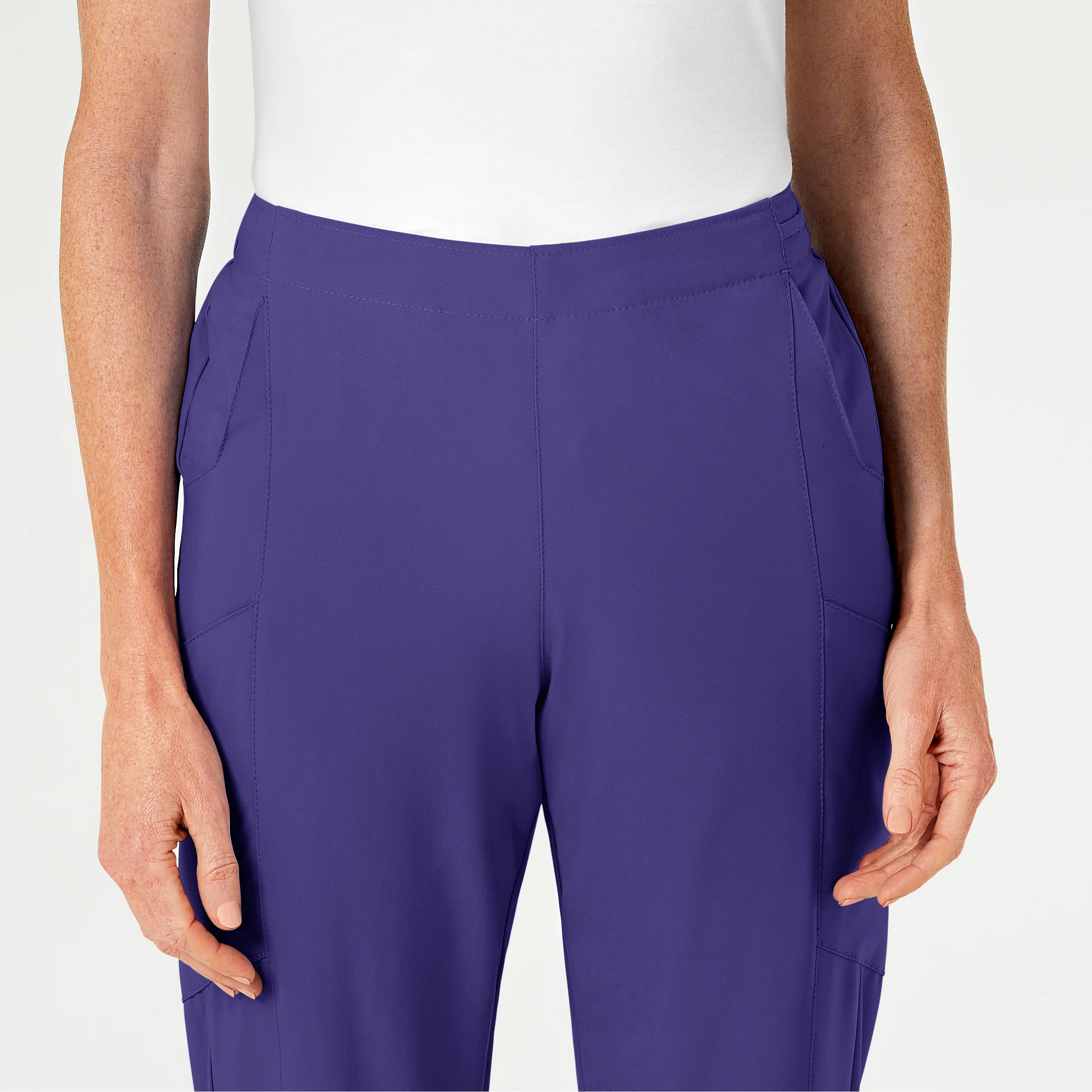 W123 Women's Flat Front Cargo Scrub Pant - Grape - Image 5