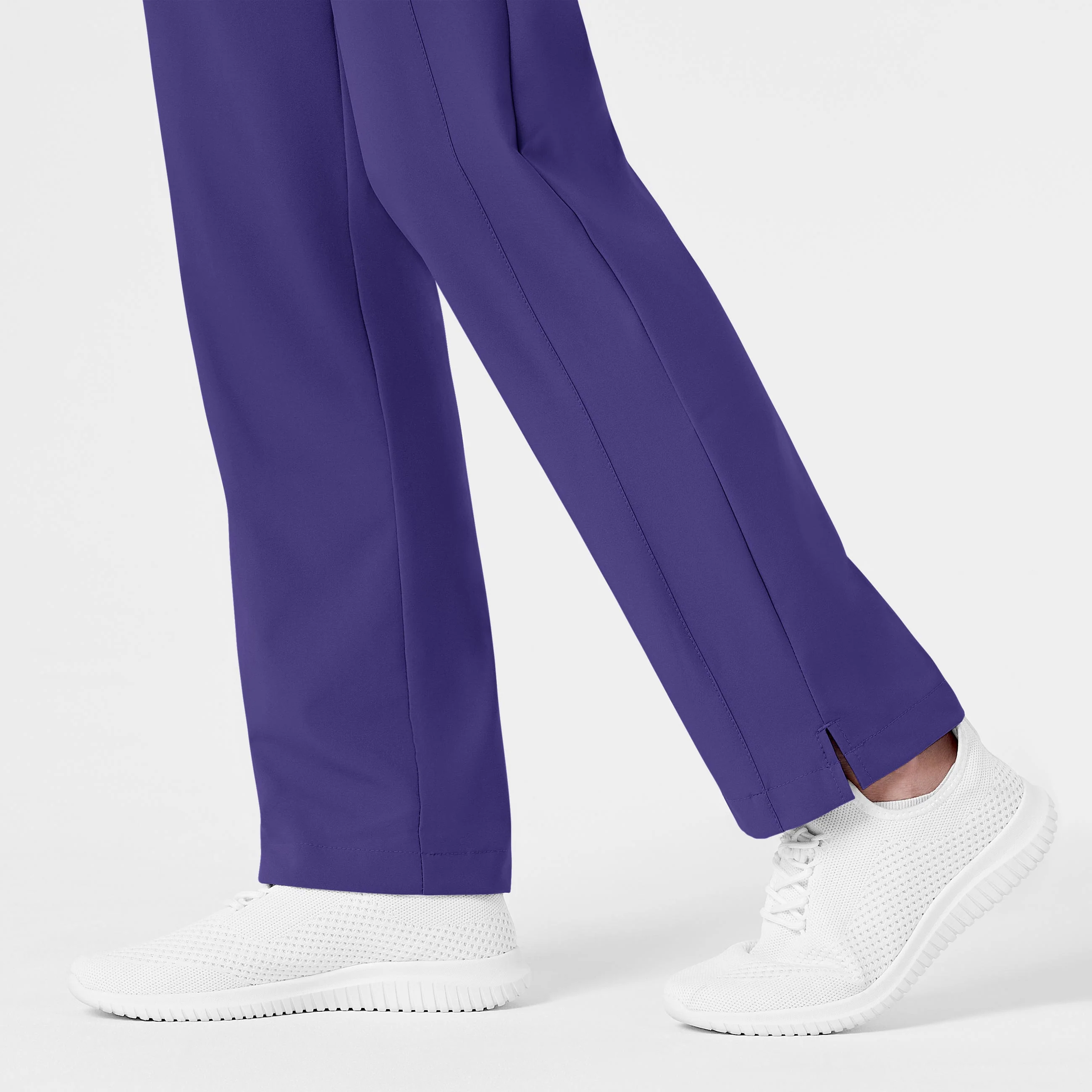 W123 Women's Flat Front Cargo Scrub Pant - Grape - Image 8
