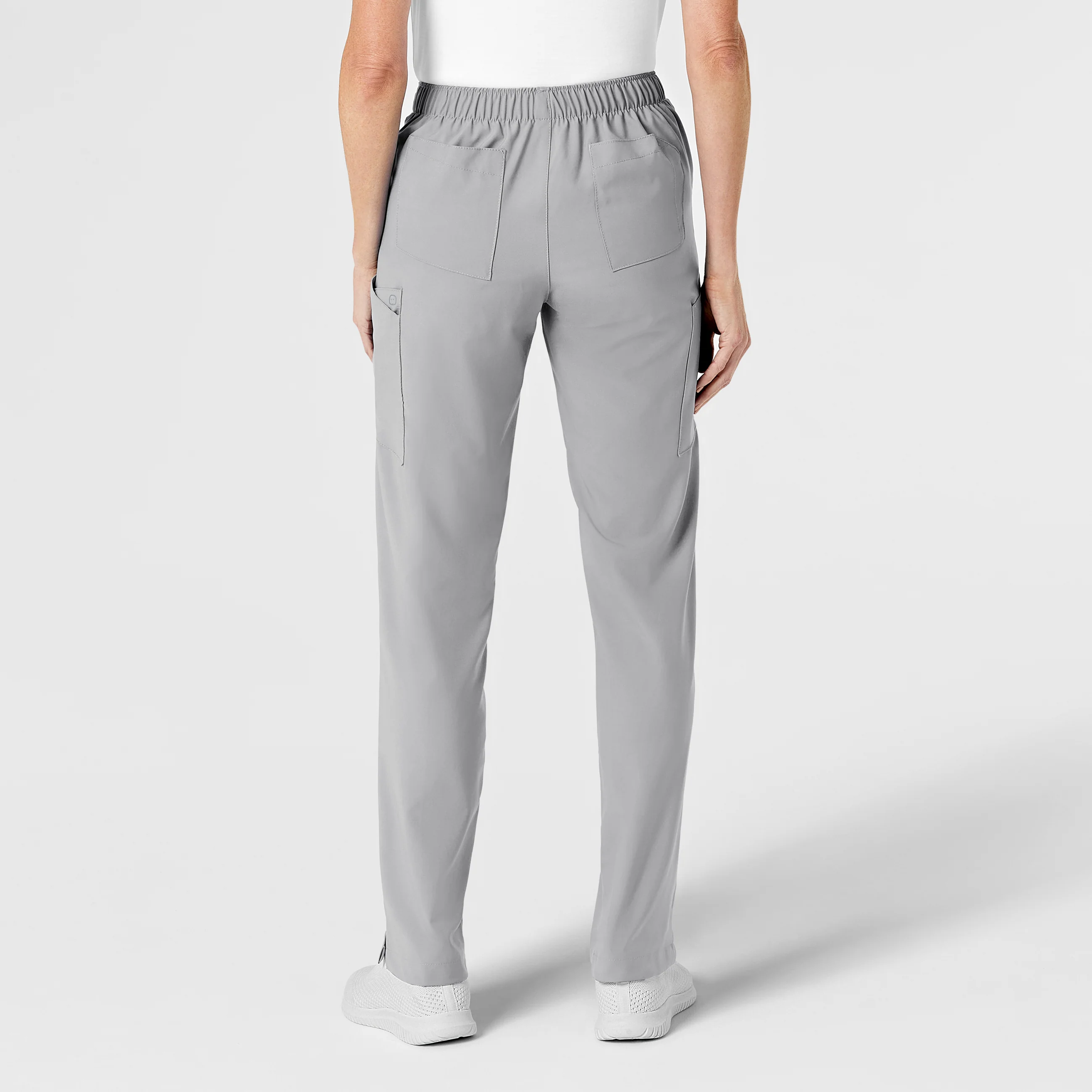 W123 Women's Flat Front Cargo Scrub Pant - Grey - Image 2