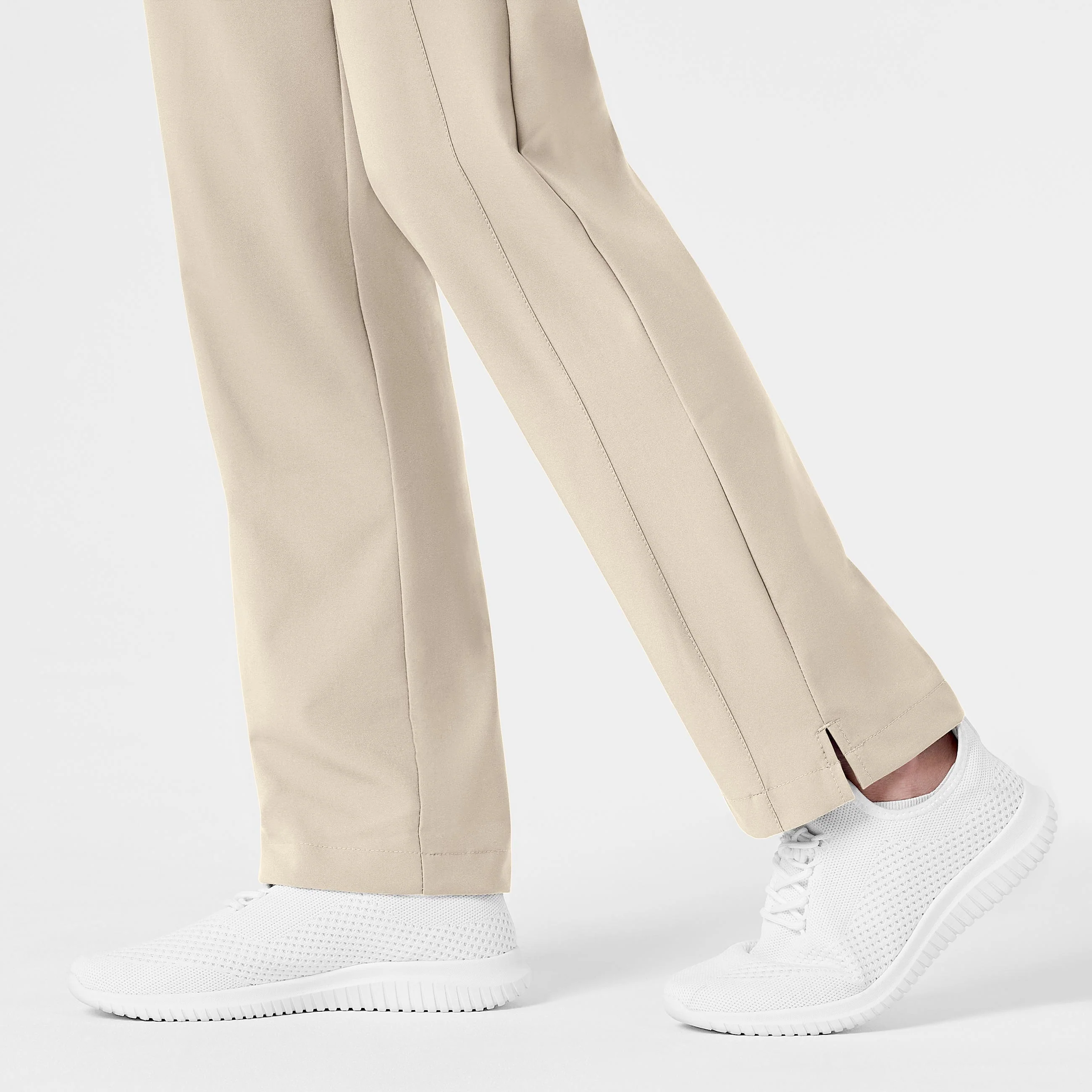 W123 Women's Flat Front Cargo Scrub Pant - Khaki - Image 8
