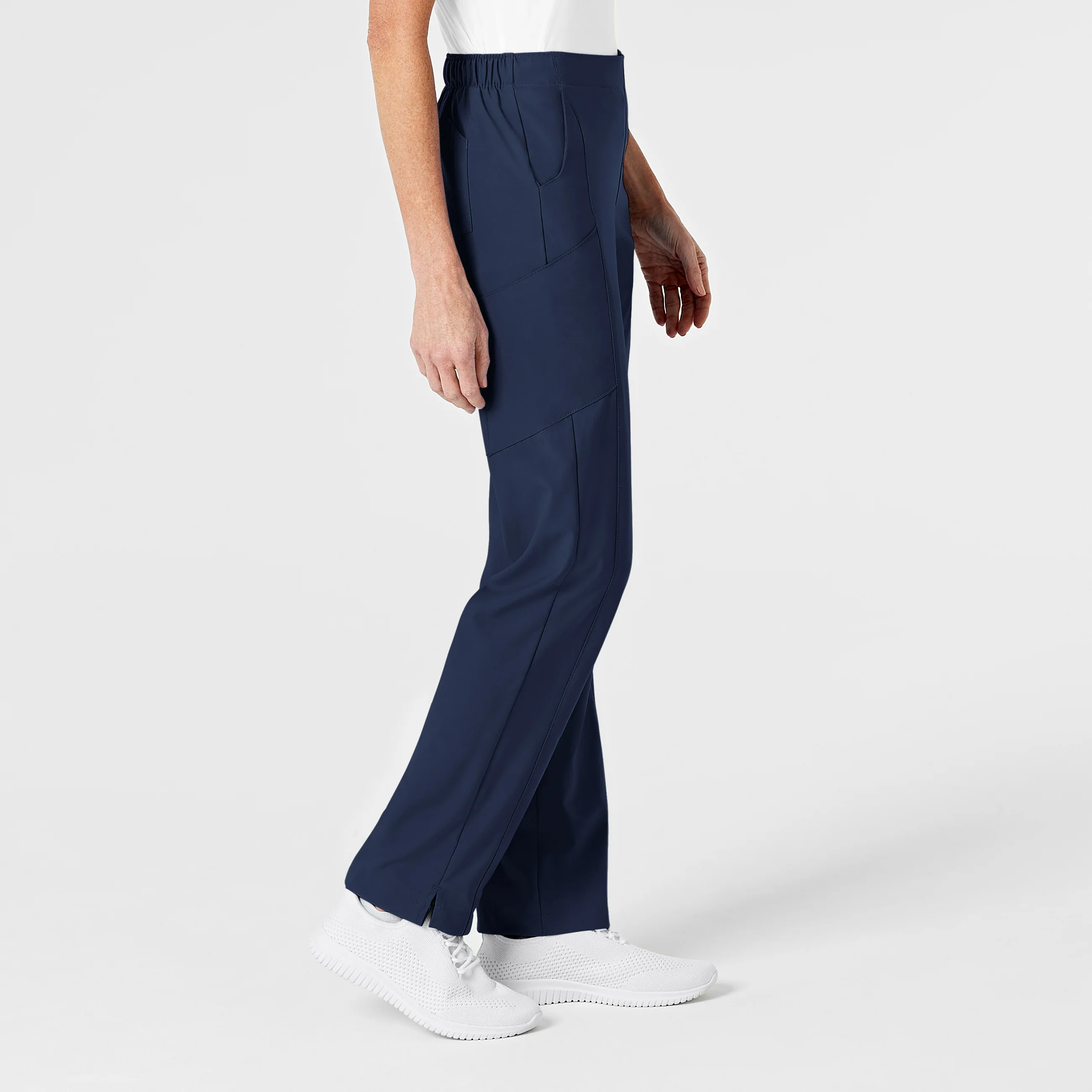 W123 Women's Flat Front Cargo Scrub Pant - Navy - Image 4