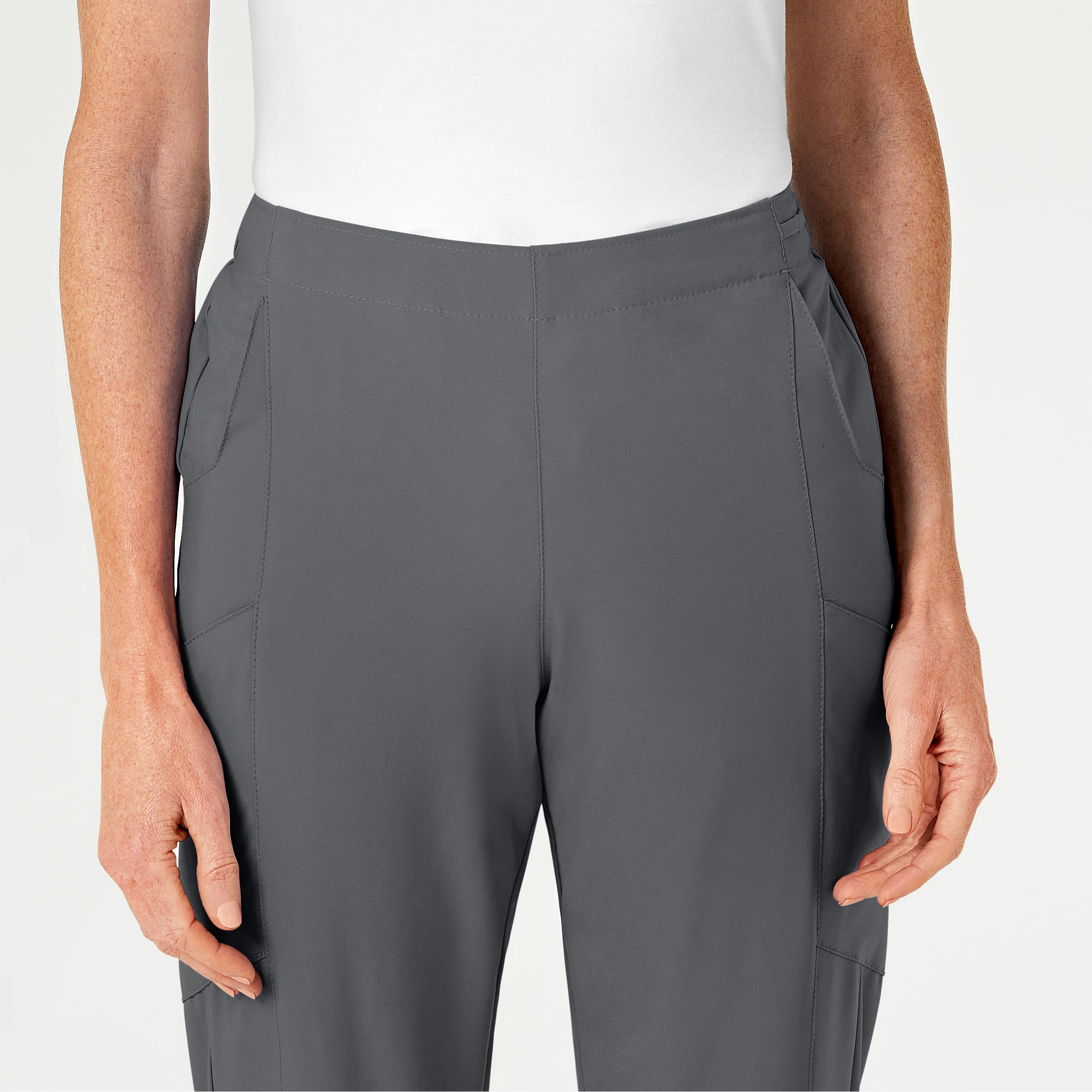 W123 Women's Flat Front Cargo Scrub Pant - Pewter - Image 5