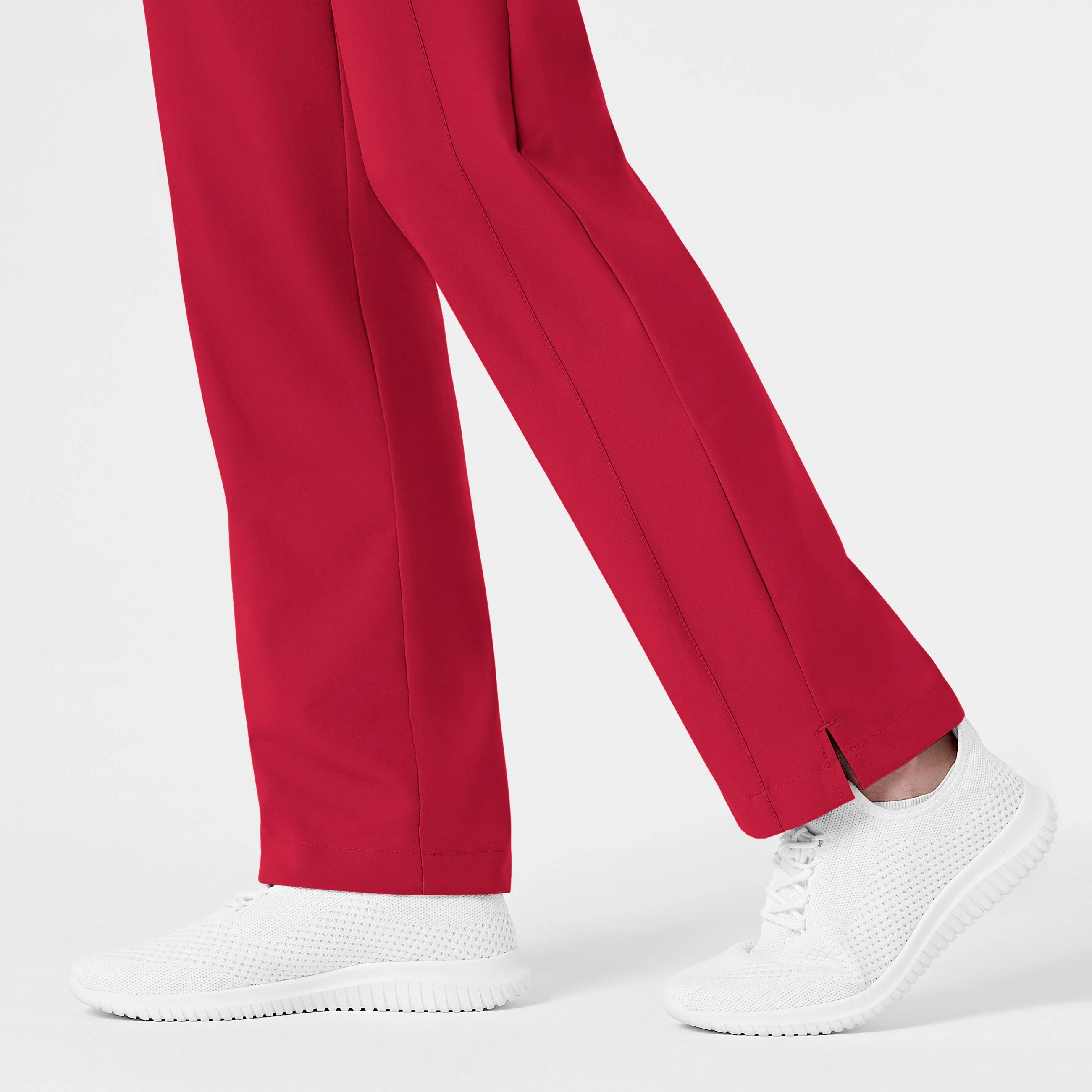 W123 Women's Flat Front Cargo Scrub Pant - Red - Image 9