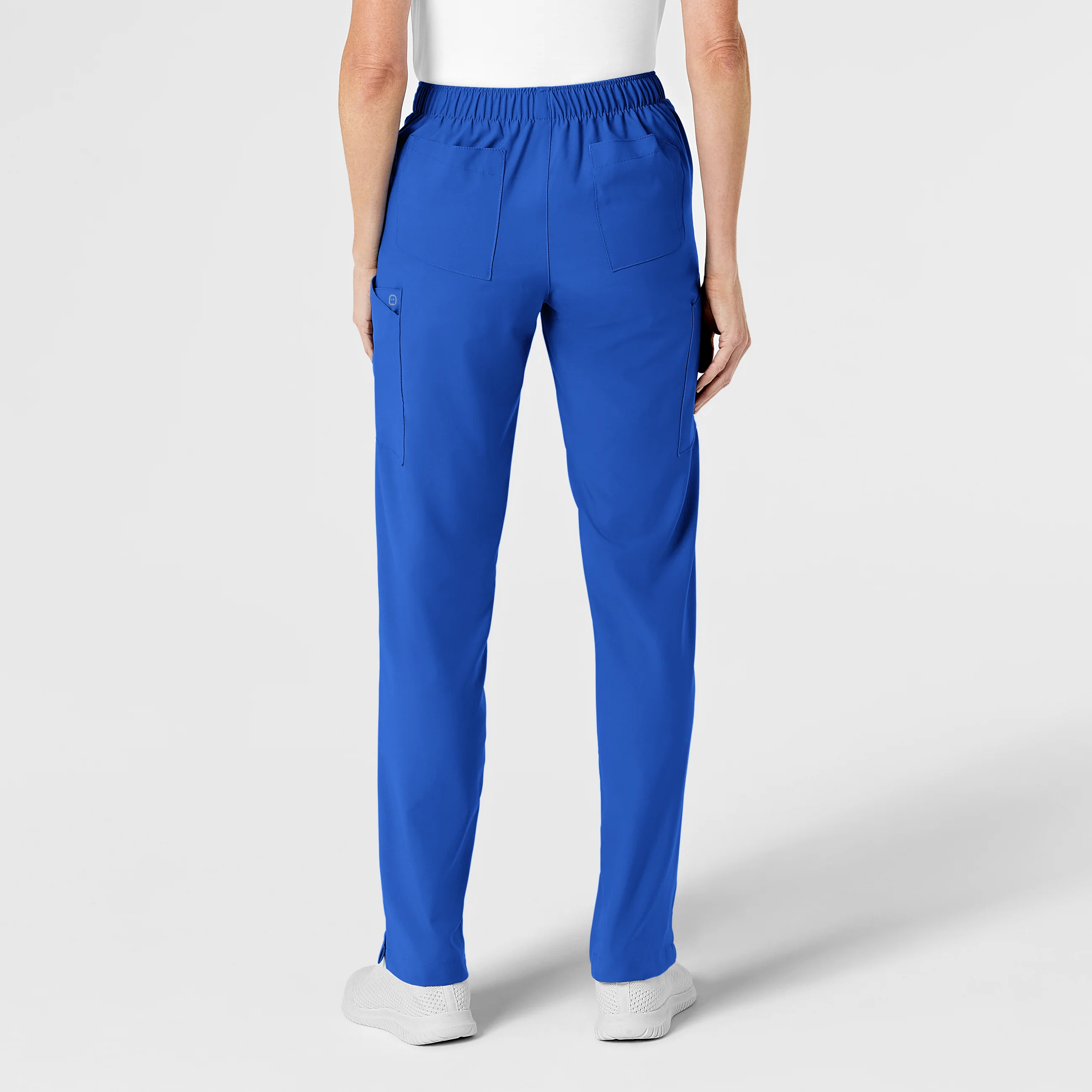 W123 Women's Flat Front Cargo Scrub Pant - Royal - Image 2
