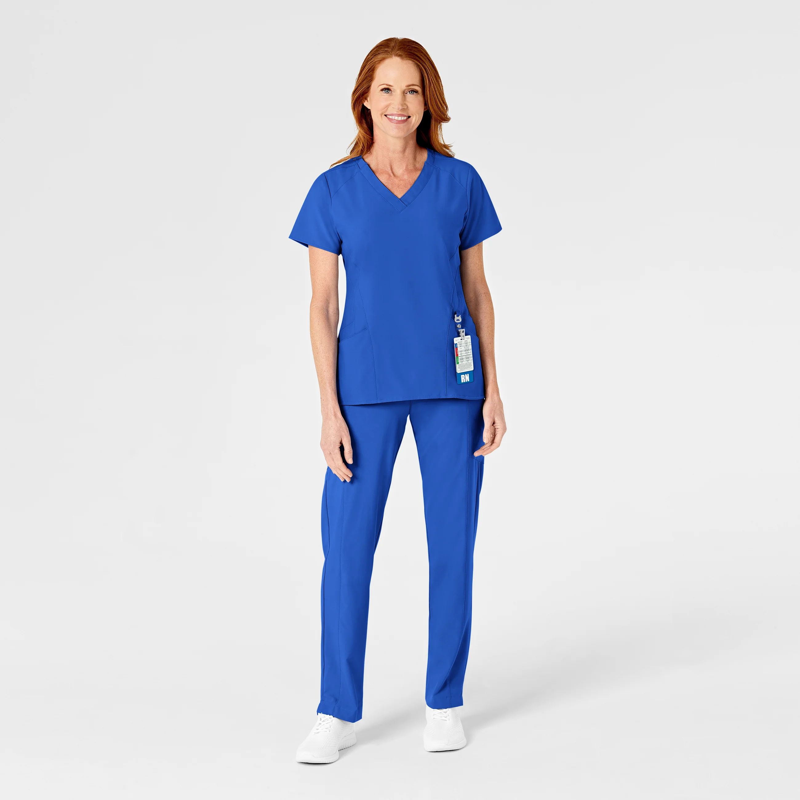 W123 Women's Flat Front Cargo Scrub Pant - Royal - Image 3