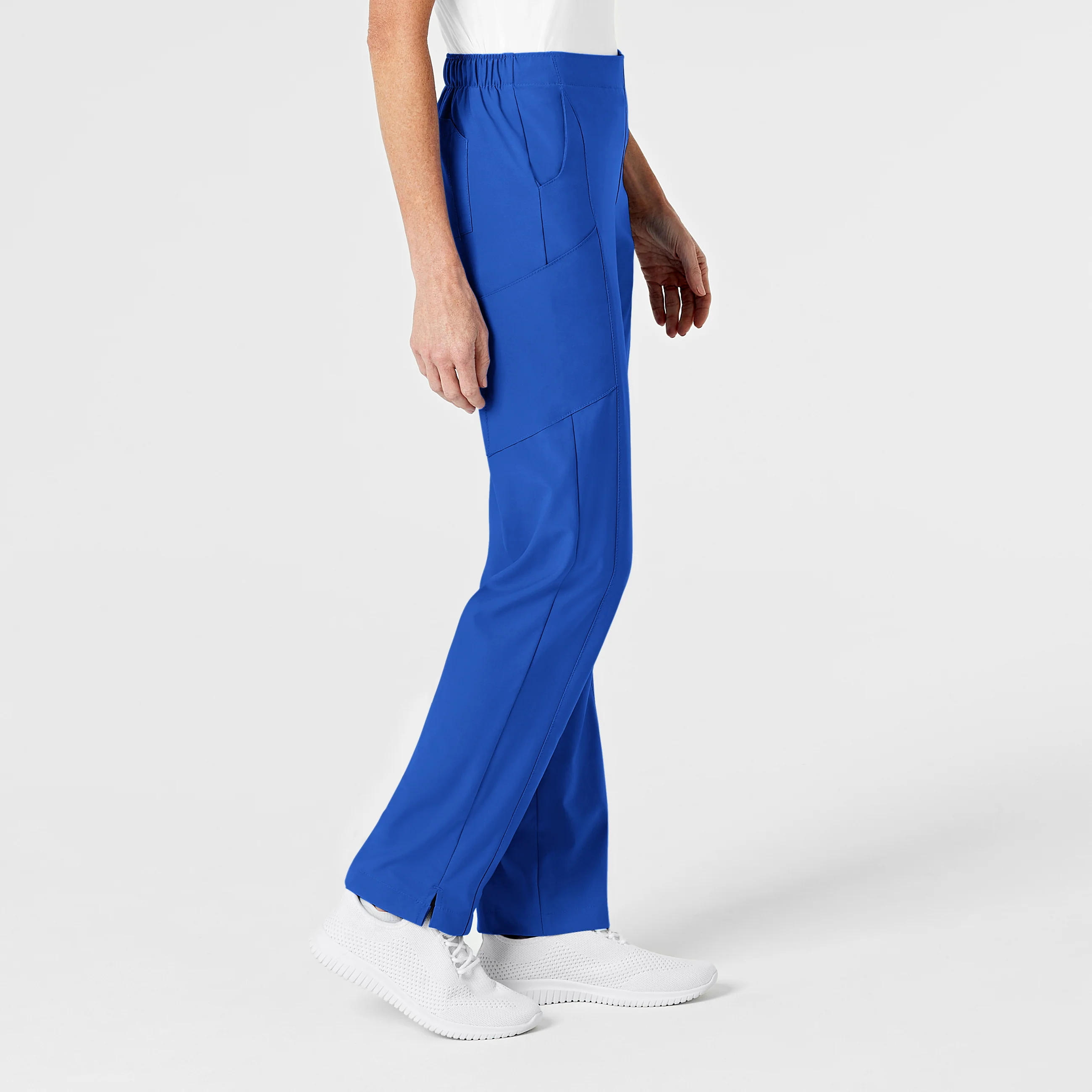 W123 Women's Flat Front Cargo Scrub Pant - Royal - Image 4