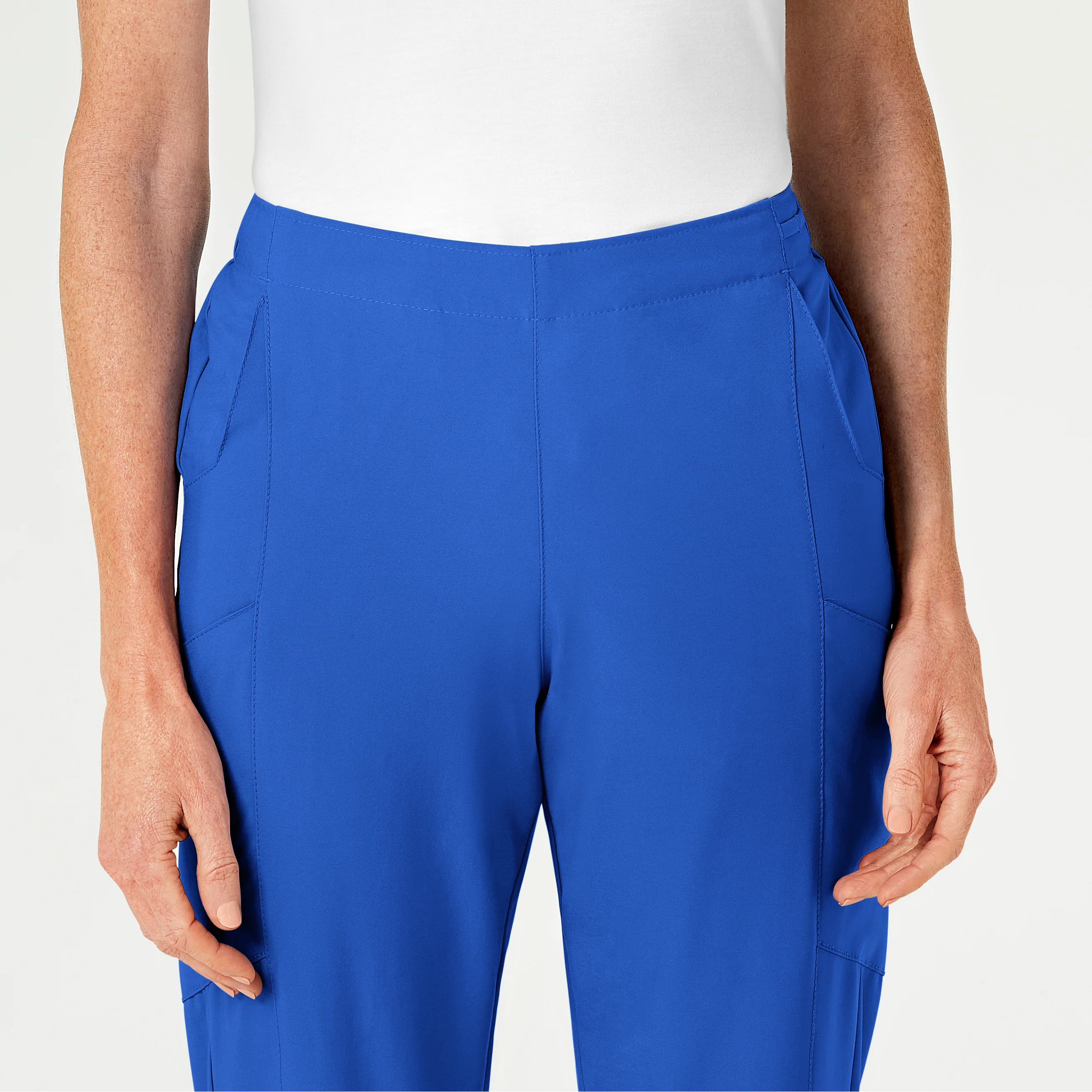 W123 Women's Flat Front Cargo Scrub Pant - Royal - Image 5