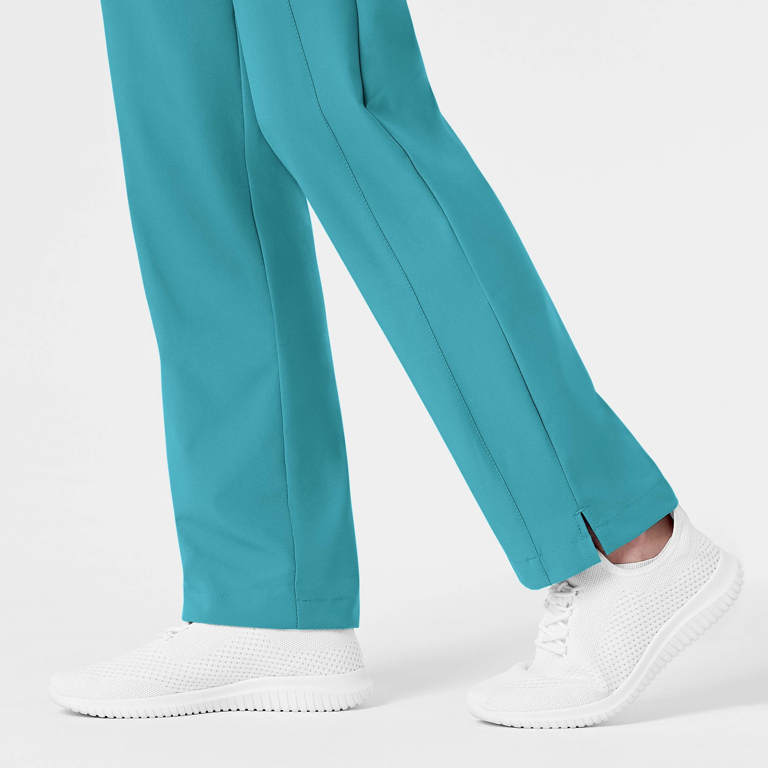 W123 Women's Flat Front Cargo Scrub Pant - Teal Blue - Image 8