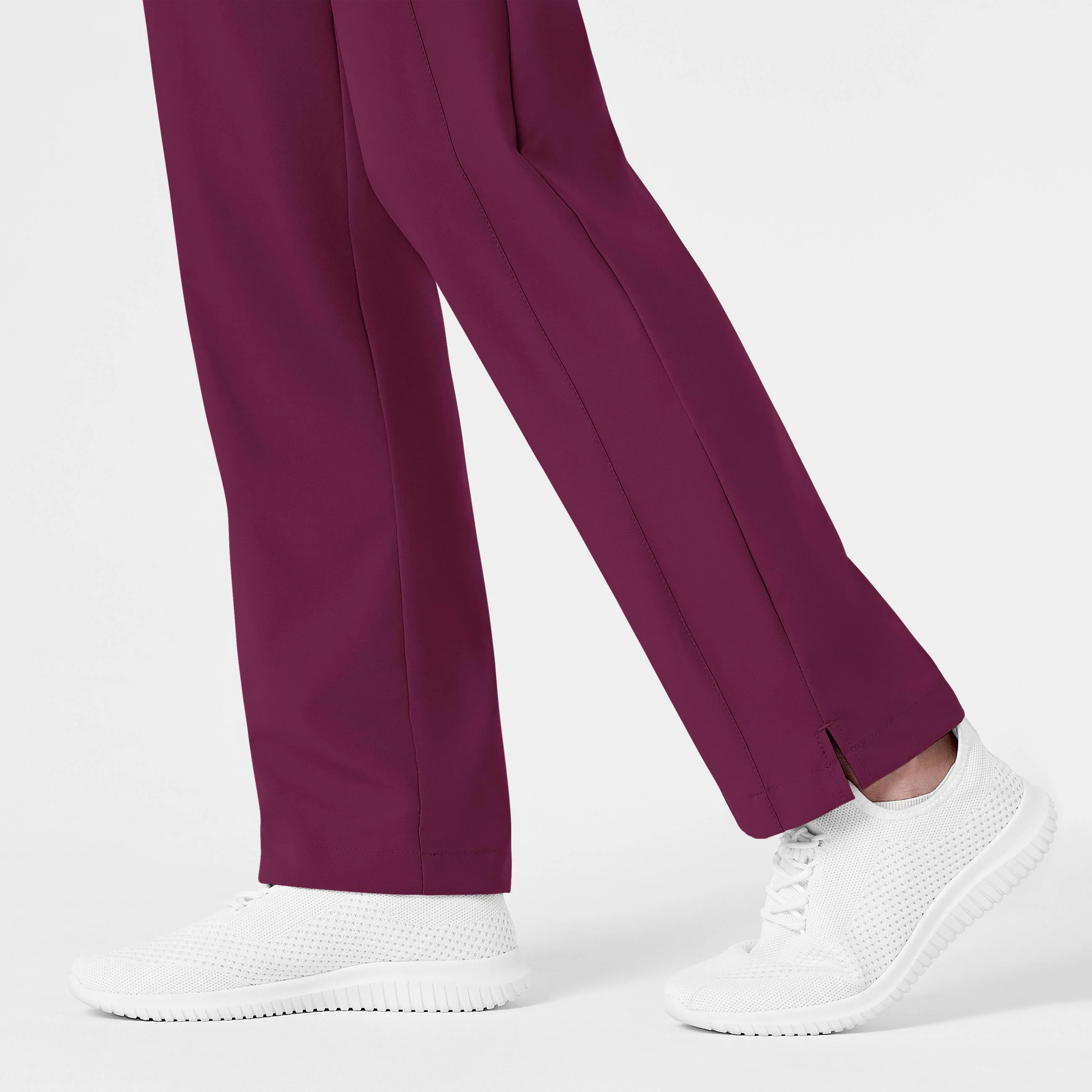 W123 Women's Flat Front Cargo Scrub Pant - Wine - Image 8