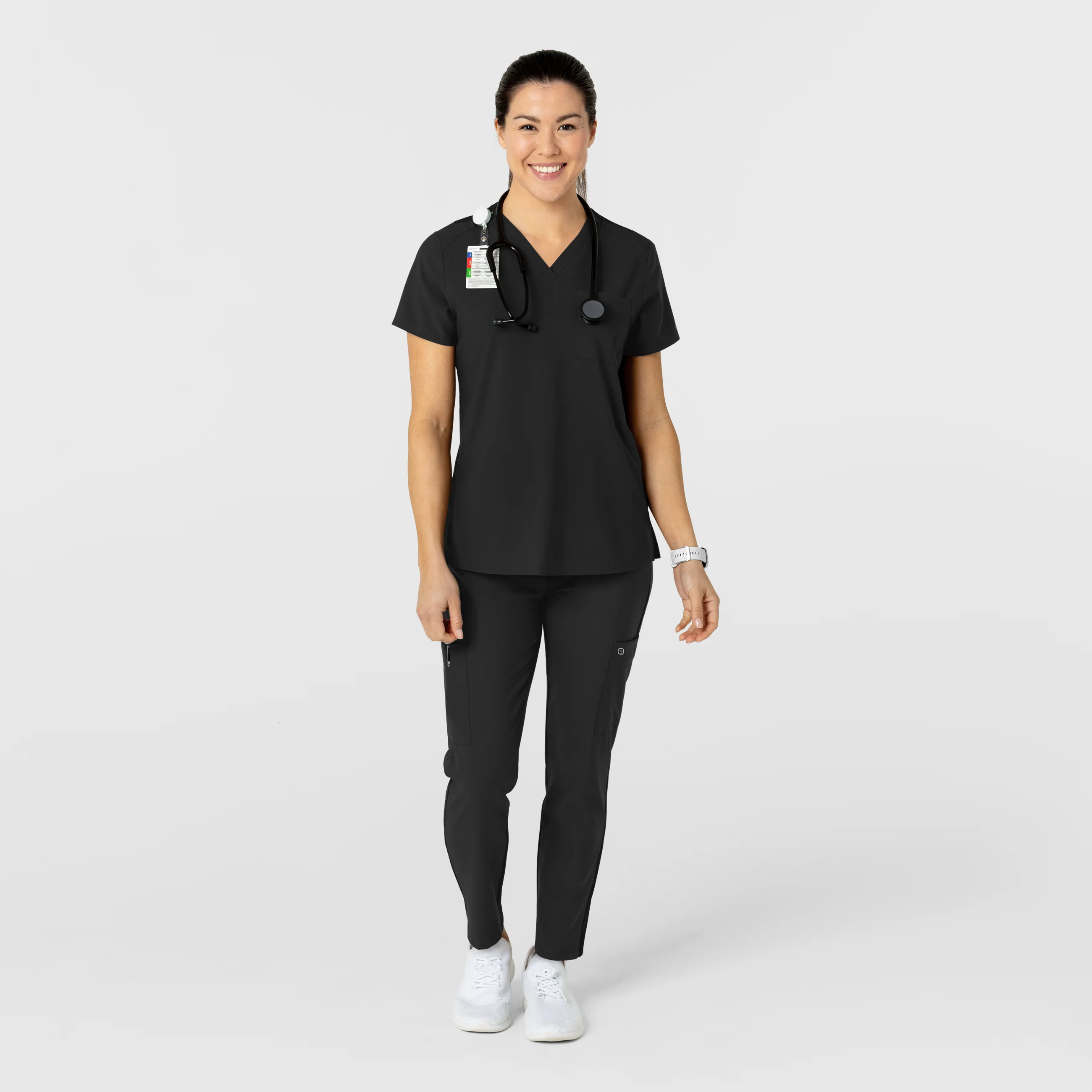 W123 Women's Flex-n-Reach Track Scrub Pant - Black - Image 3