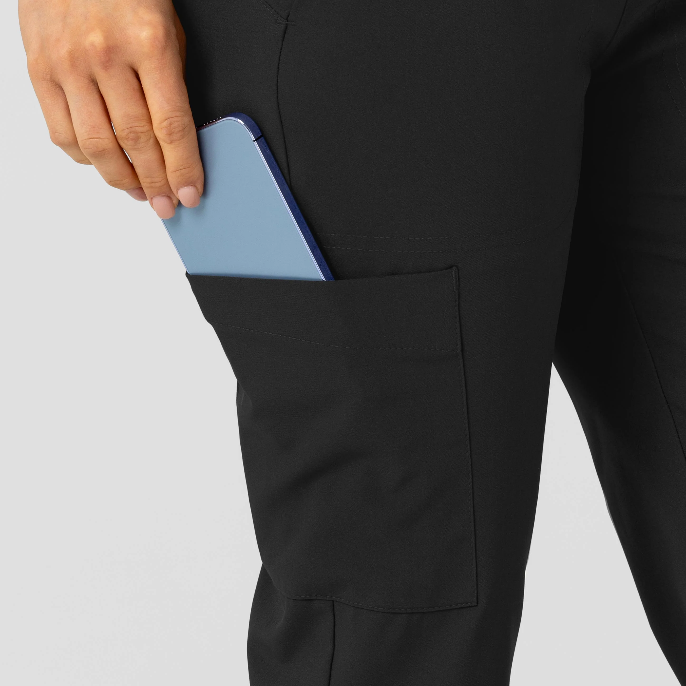 W123 Women's Flex-n-Reach Track Scrub Pant - Black - Image 7