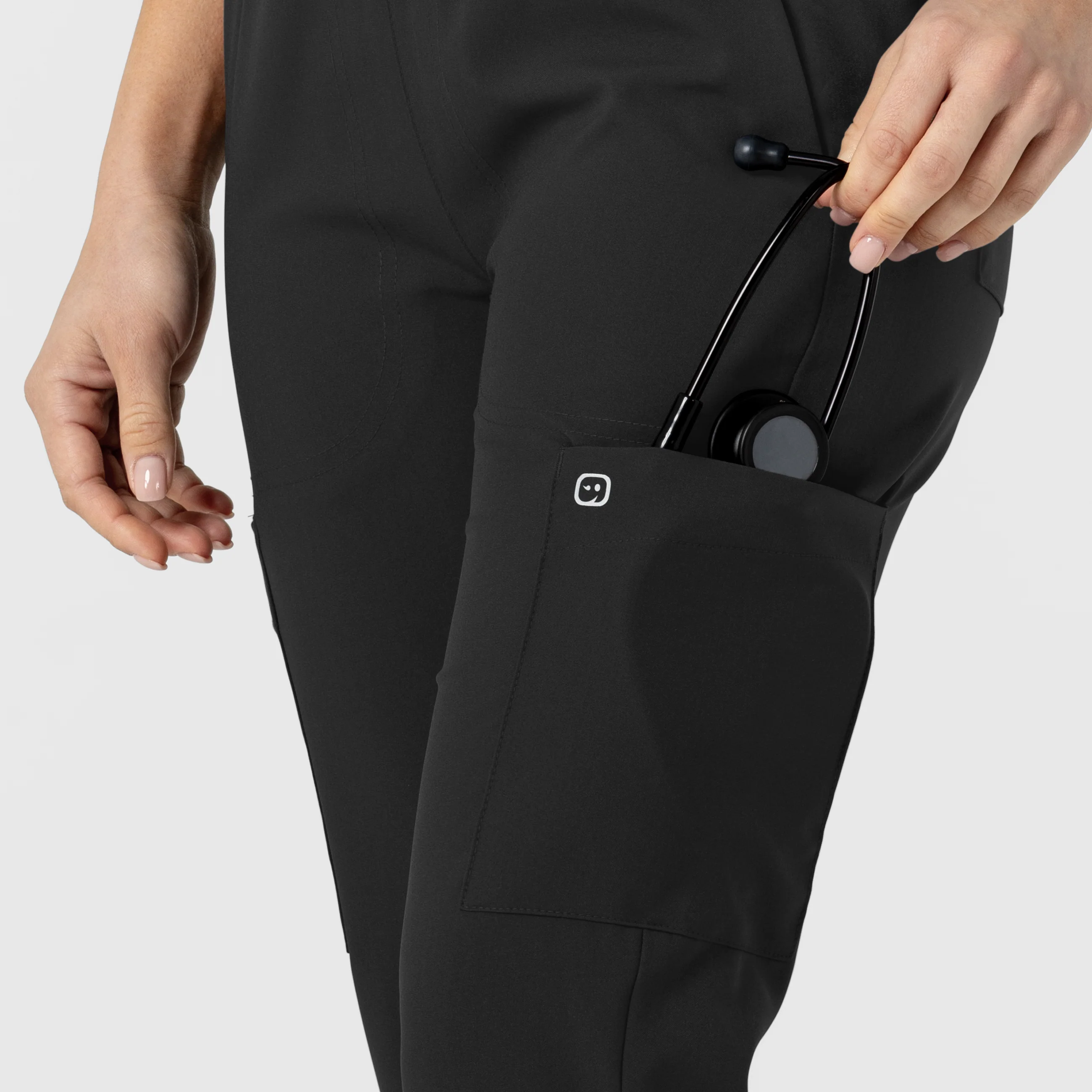 W123 Women's Flex-n-Reach Track Scrub Pant - Black - Image 8