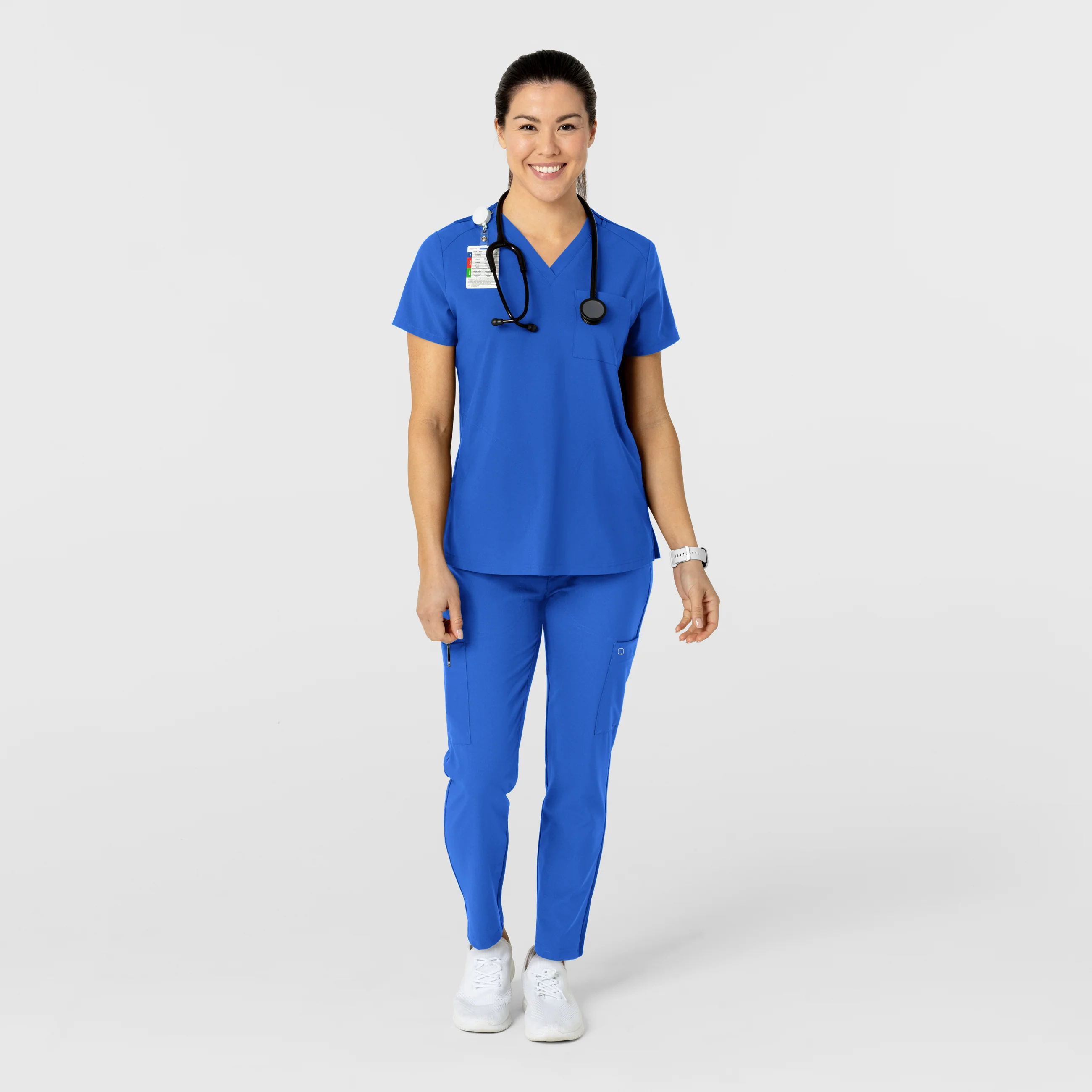 W123 Women's Flex-n-Reach Track Scrub Pant - Royal - Image 4