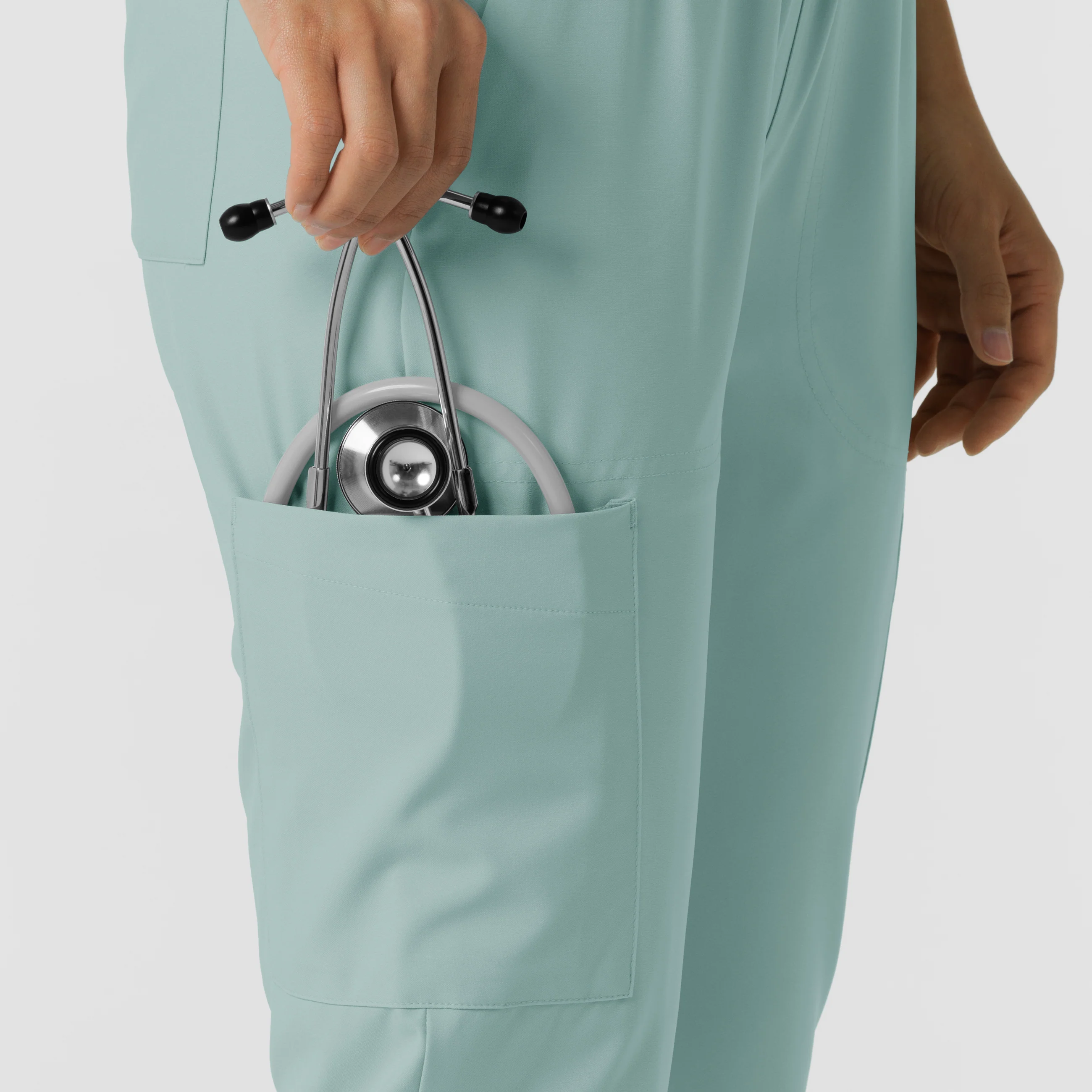 W123 Women's Flex-n-Reach Track Scrub Pant - Sky Blue - Image 10