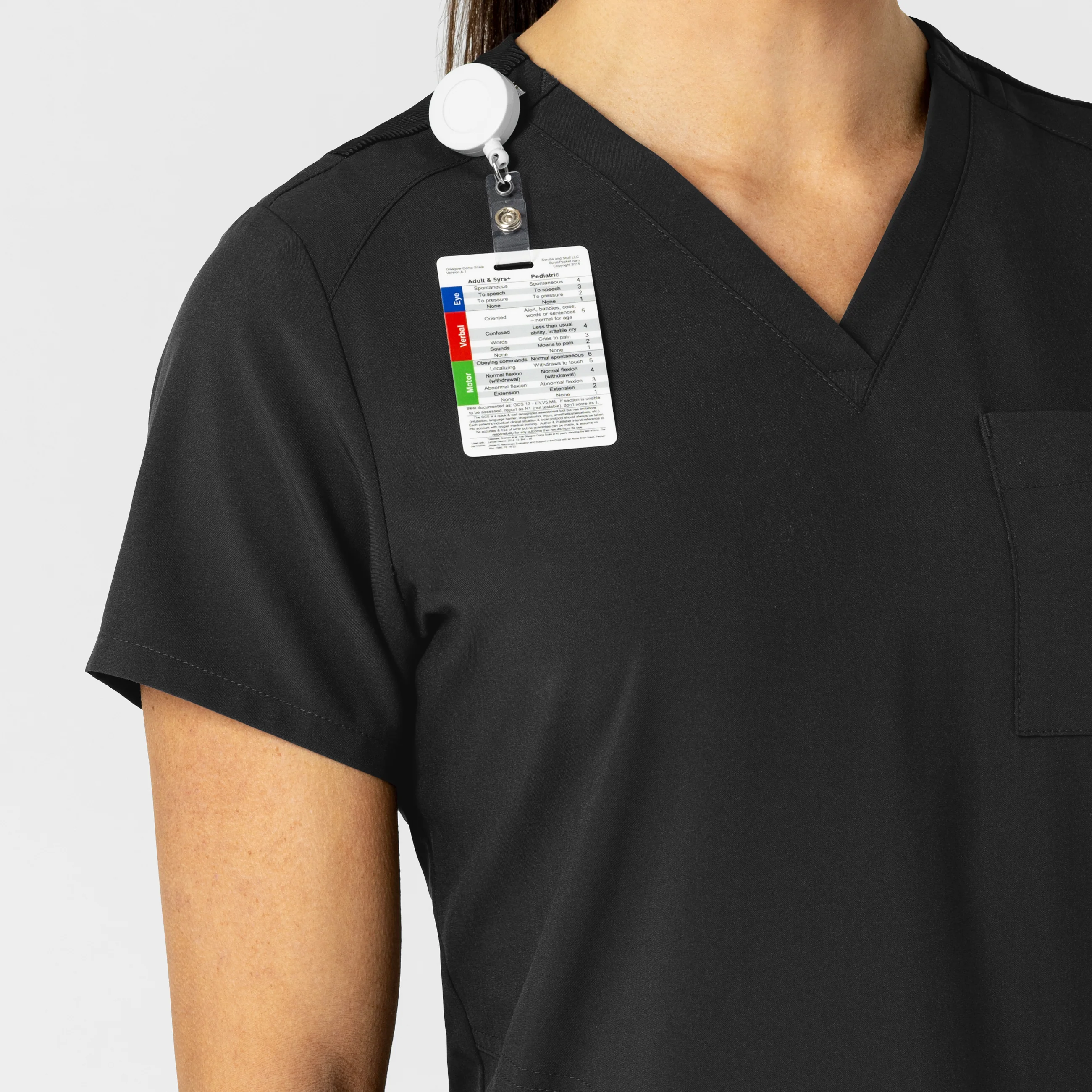 W123 Women's Flex-n-Reach V-Neck Scrub Top - Black - Image 5