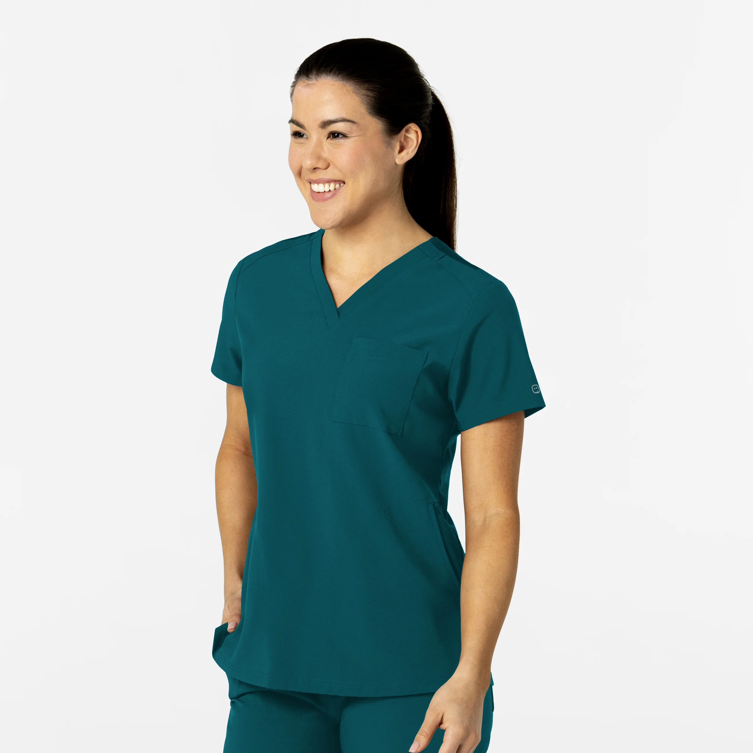 W123 Women's Flex-n-Reach V-Neck Scrub Top - Caribbean - Image 4