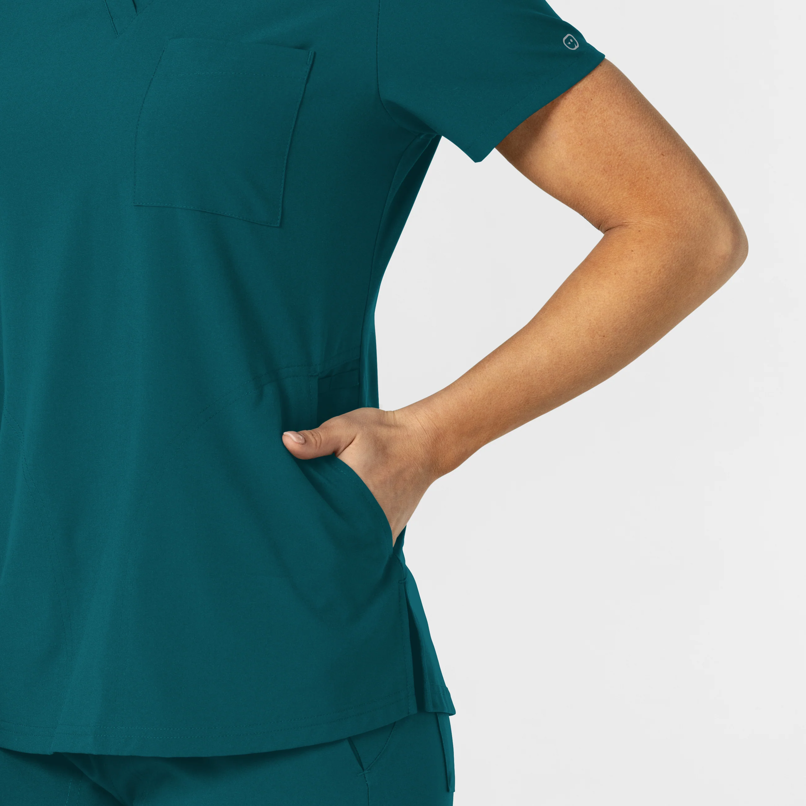 W123 Women's Flex-n-Reach V-Neck Scrub Top - Caribbean - Image 8