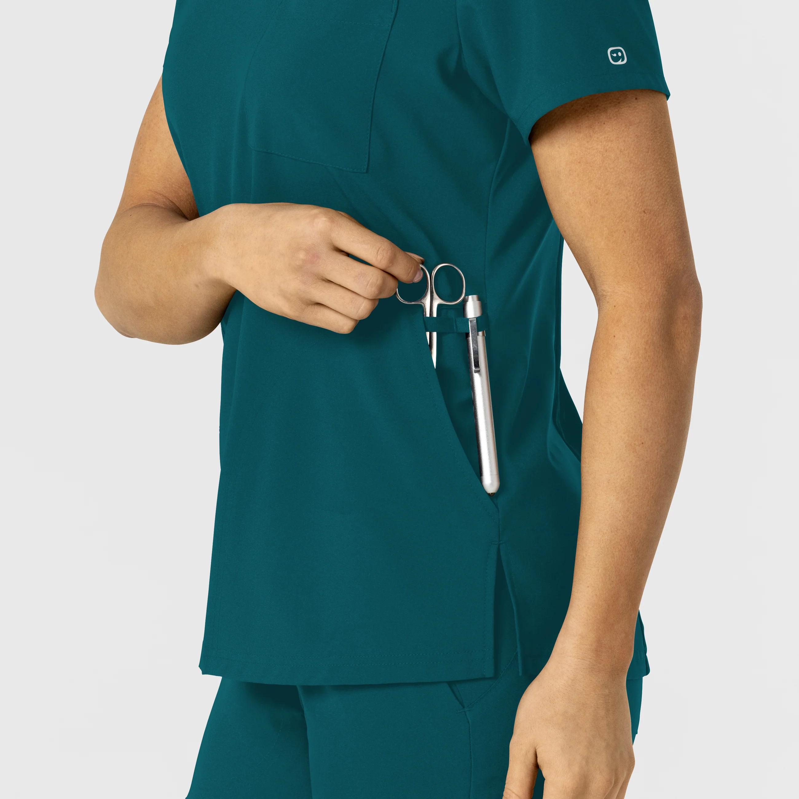 W123 Women's Flex-n-Reach V-Neck Scrub Top - Caribbean - Image 9