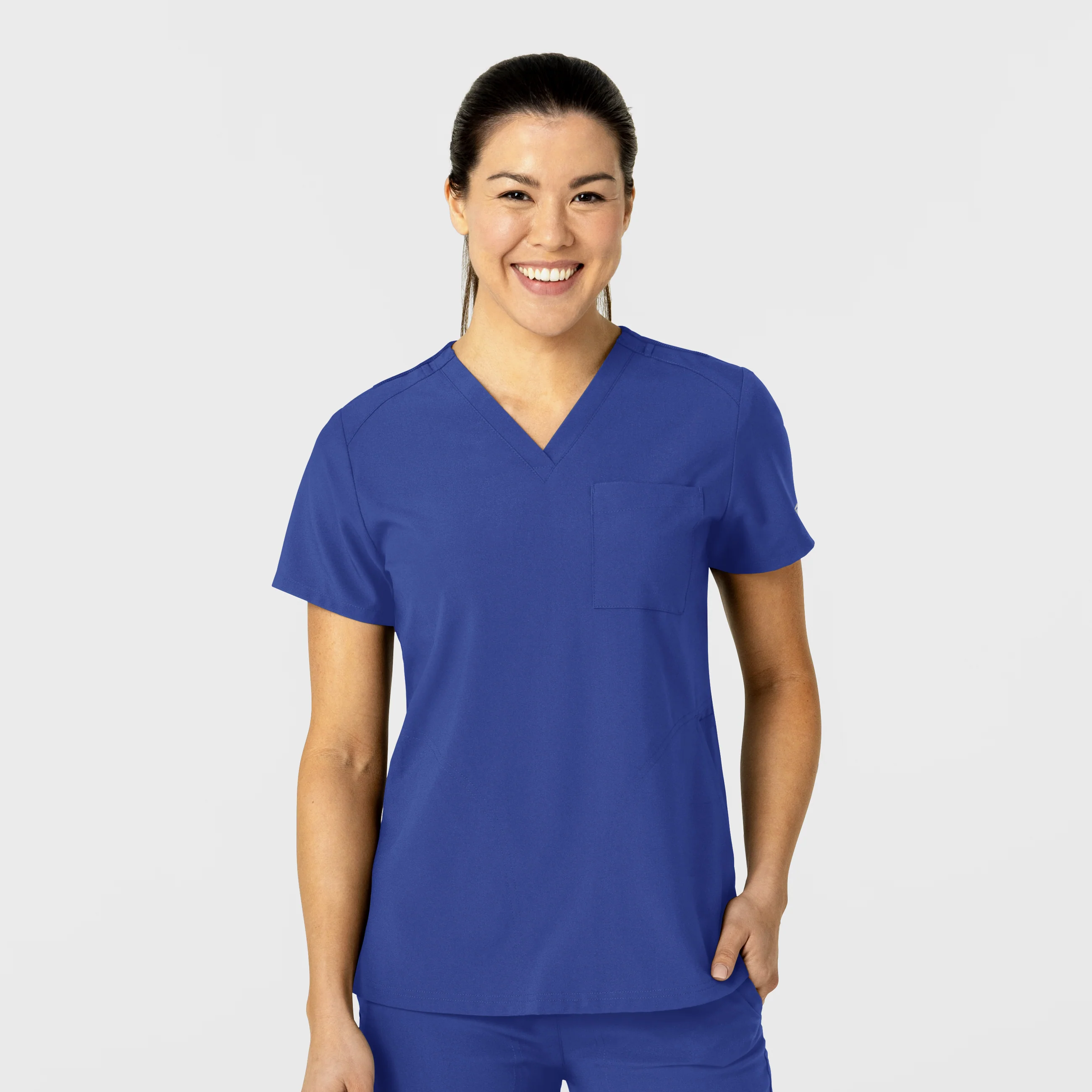 W123 Women's Flex-n-Reach V-Neck Scrub Top - Galaxy Blue