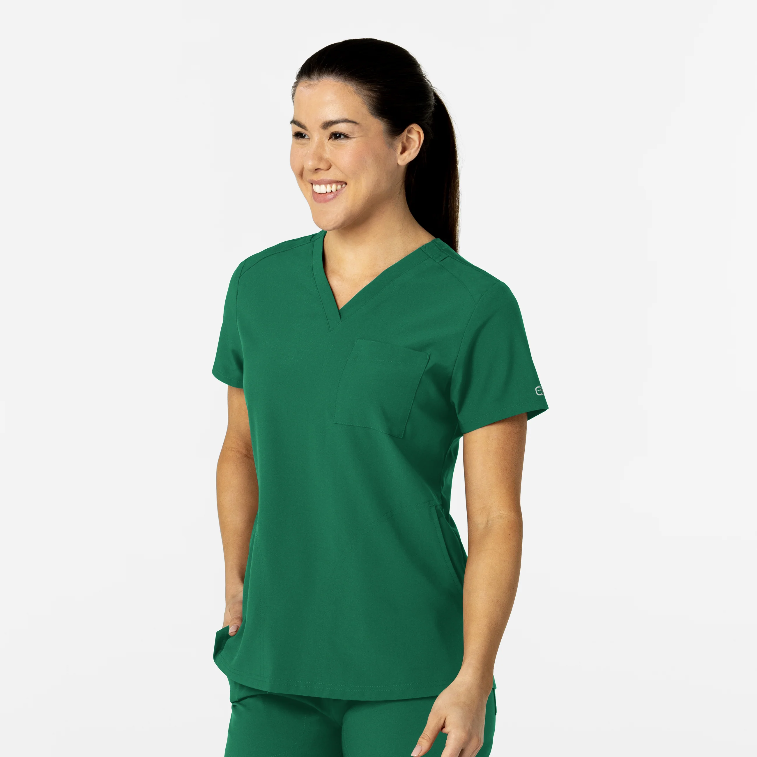 W123 Women's Flex-n-Reach V-Neck Scrub Top - Hunter - Image 4