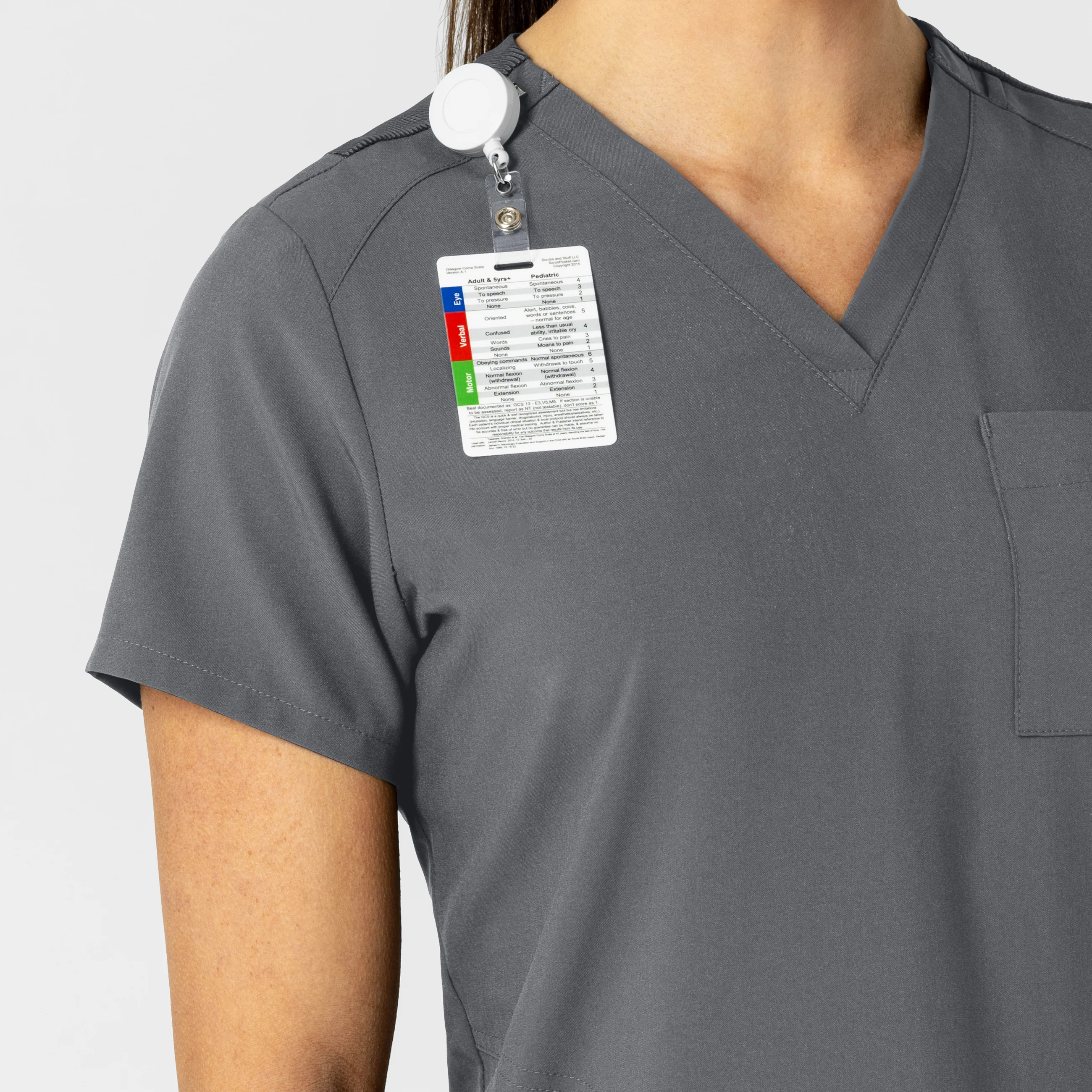 W123 Women's Flex-n-Reach V-Neck Scrub Top - Pewter - Image 5