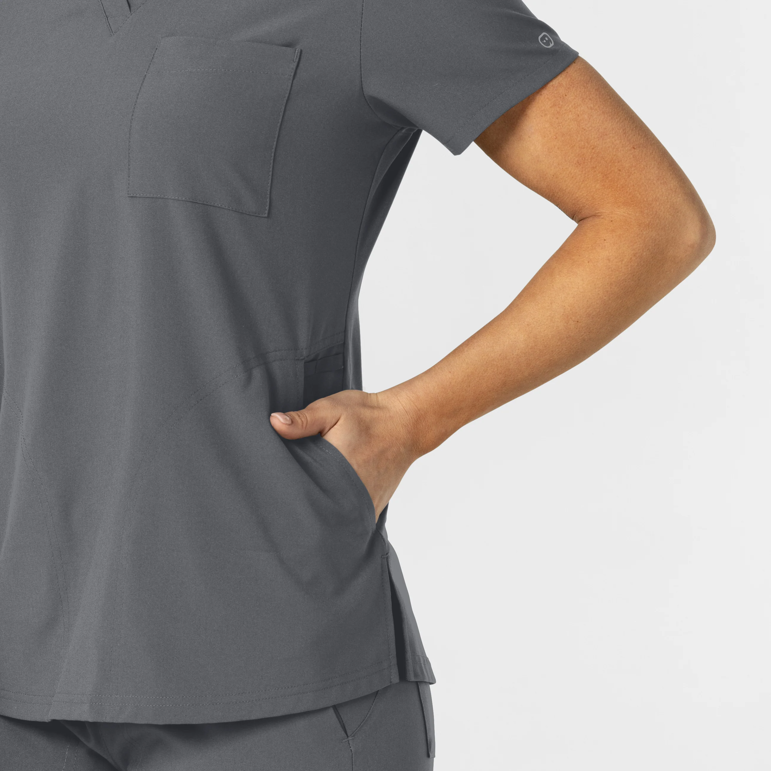 W123 Women's Flex-n-Reach V-Neck Scrub Top - Pewter - Image 8