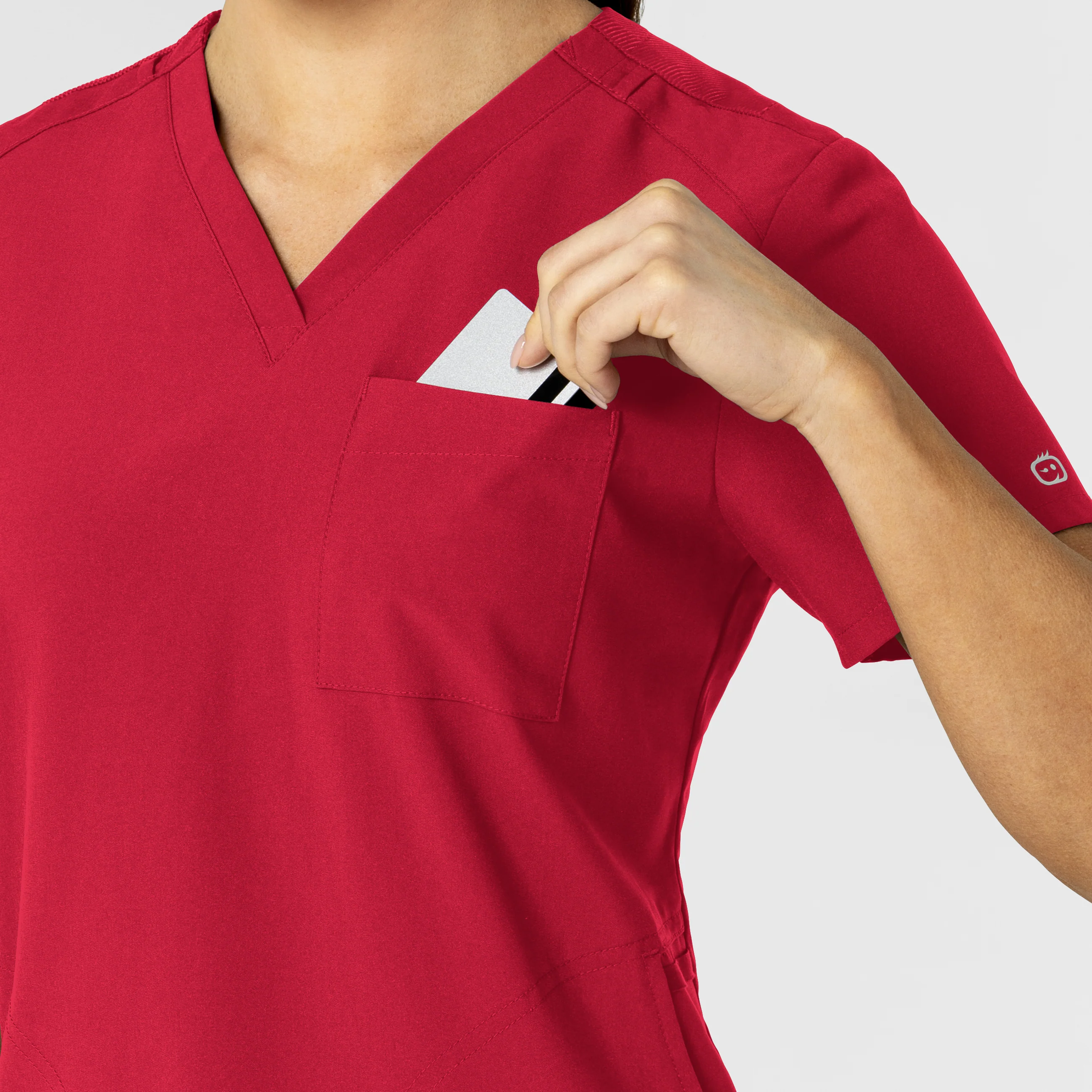 W123 Women's Flex-n-Reach V-Neck Scrub Top - Red - Image 6
