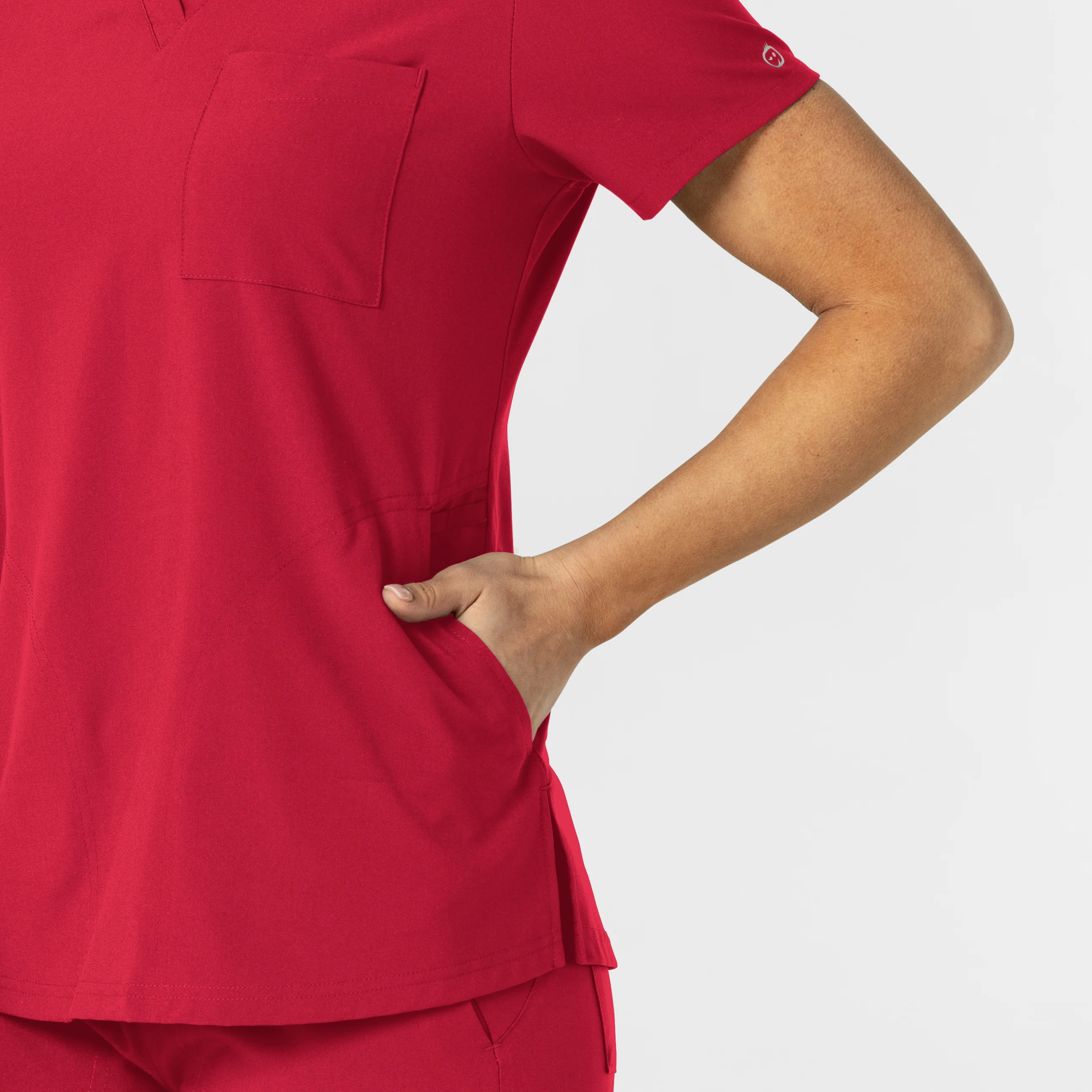 W123 Women's Flex-n-Reach V-Neck Scrub Top - Red - Image 8