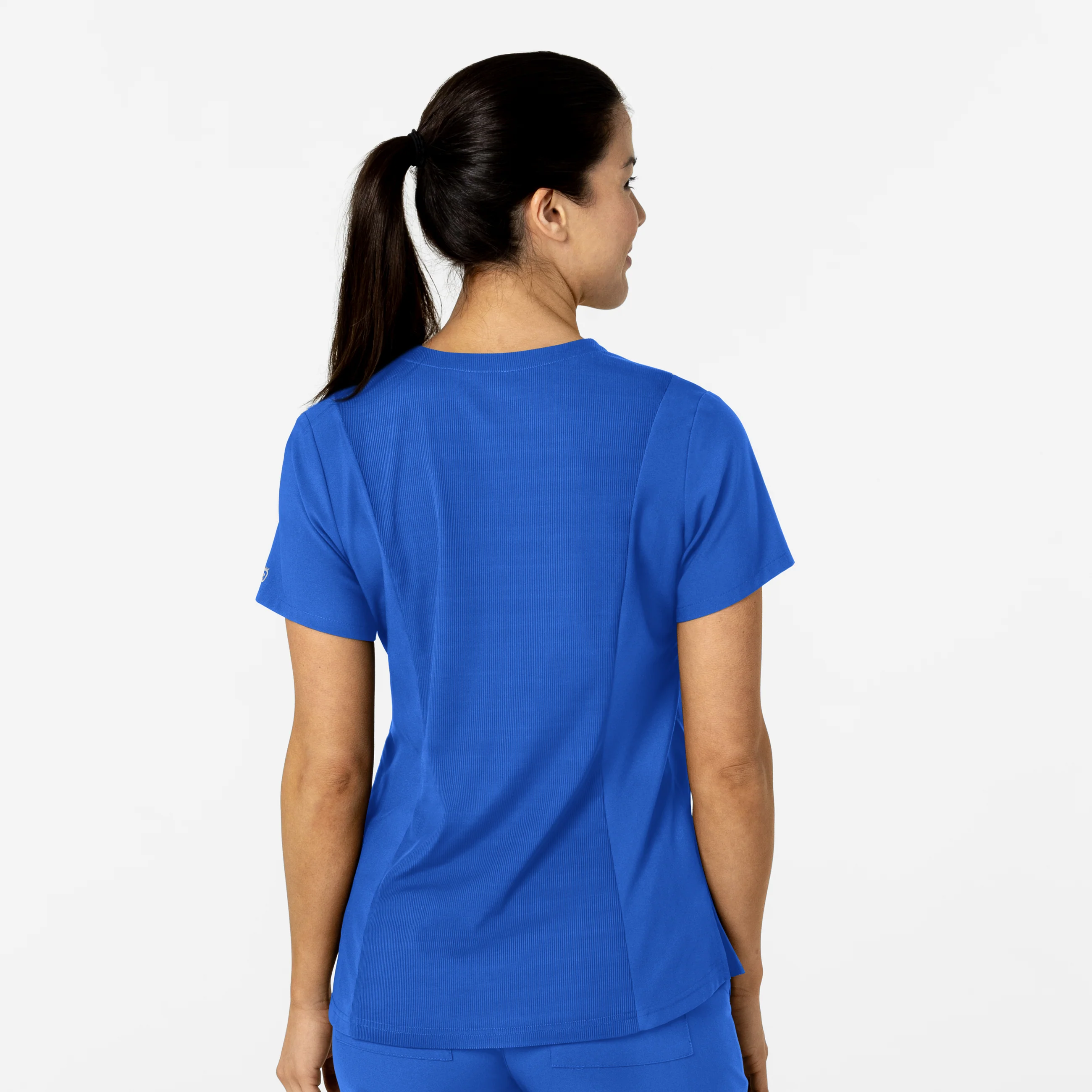 W123 Women's Flex-n-Reach V-Neck Scrub Top - Royal - Image 3