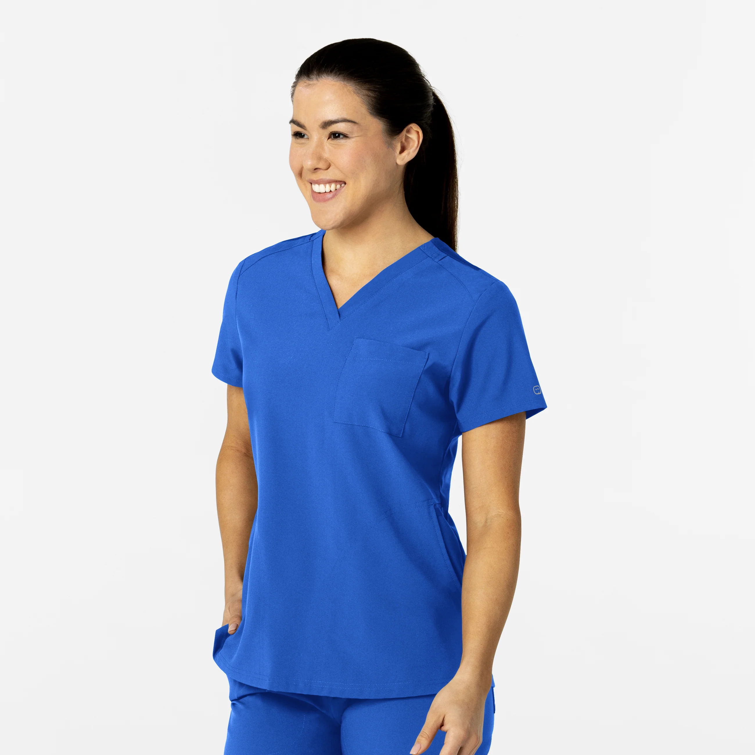 W123 Women's Flex-n-Reach V-Neck Scrub Top - Royal - Image 5