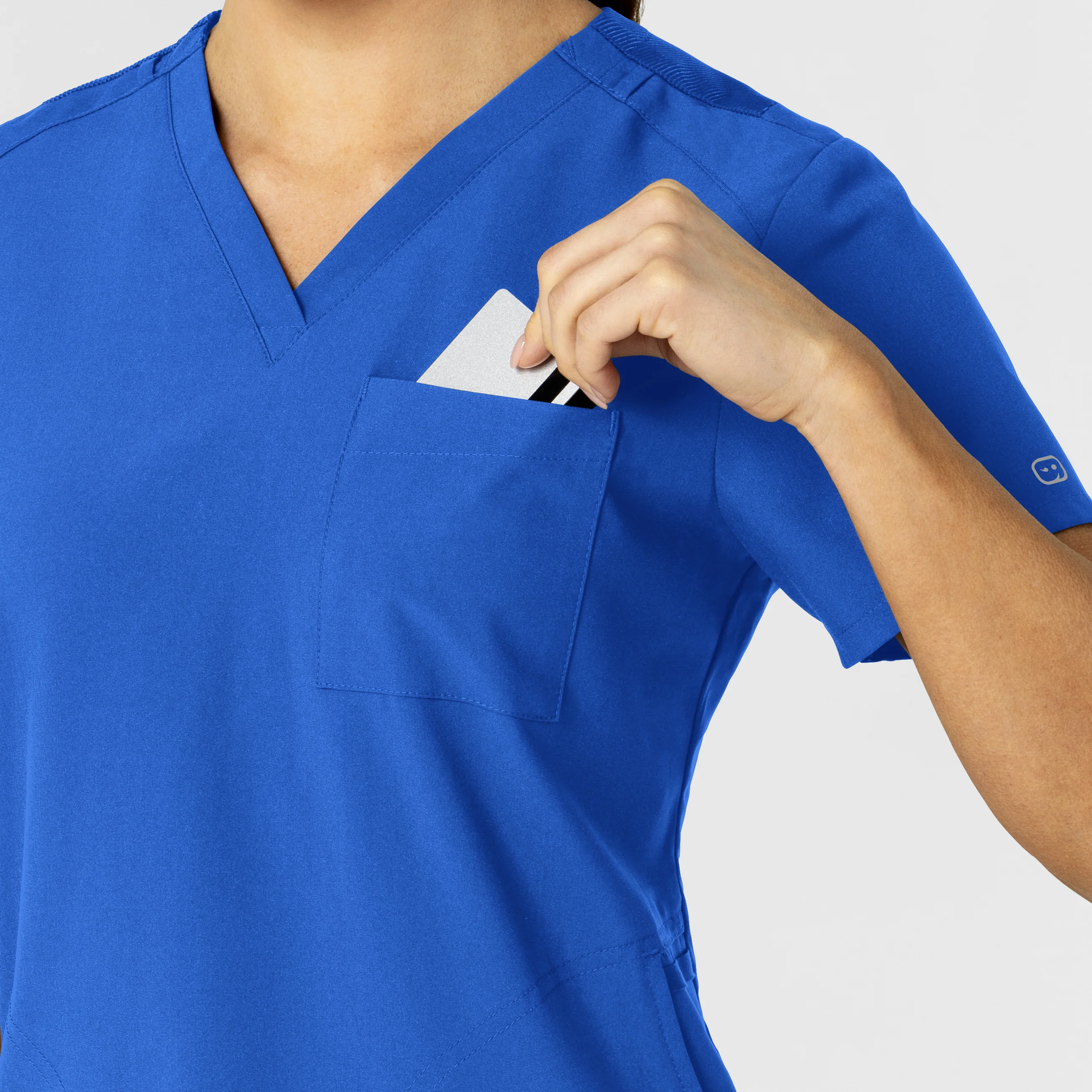 W123 Women's Flex-n-Reach V-Neck Scrub Top - Royal - Image 7
