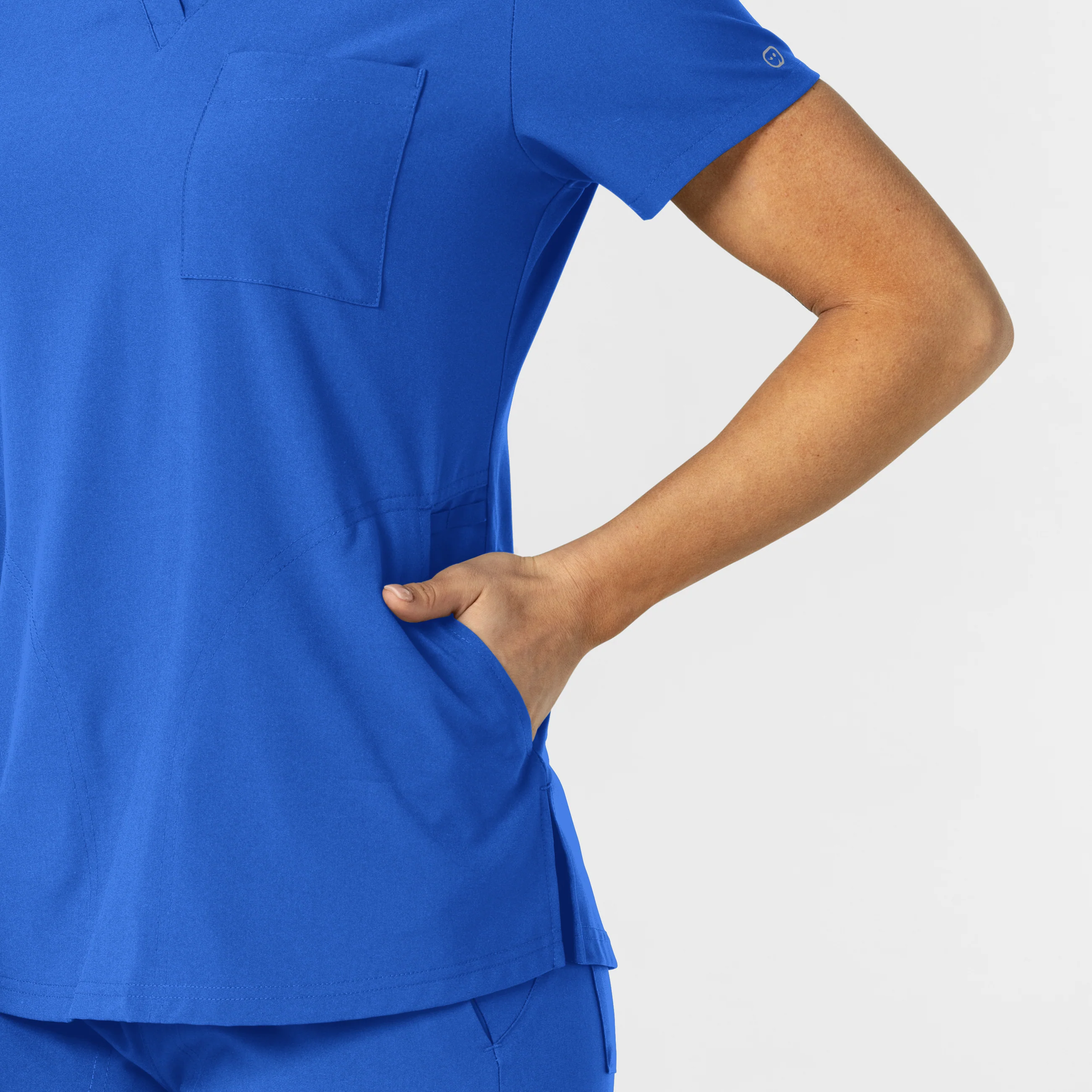 W123 Women's Flex-n-Reach V-Neck Scrub Top - Royal - Image 9