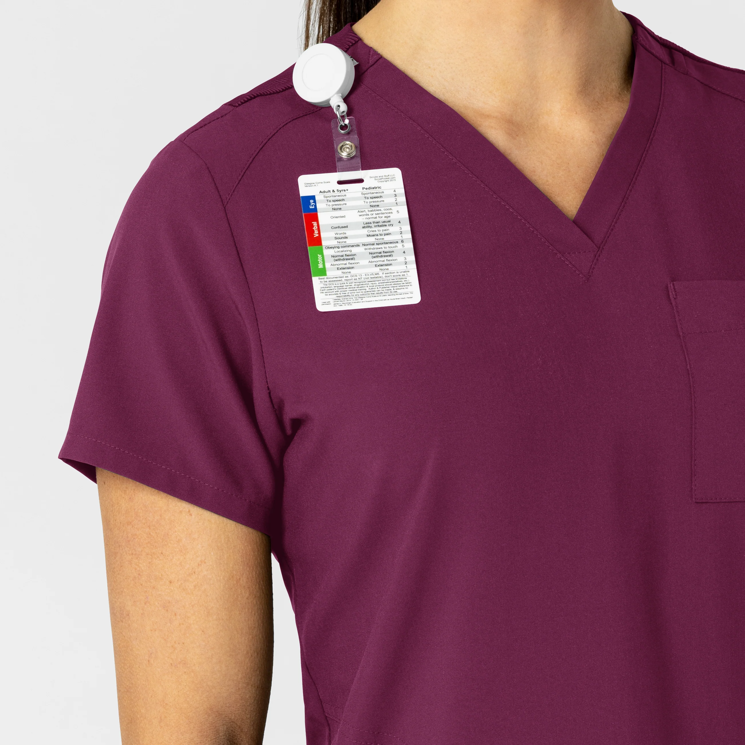W123 Women's Flex-n-Reach V-Neck Scrub Top - Wine - Image 5
