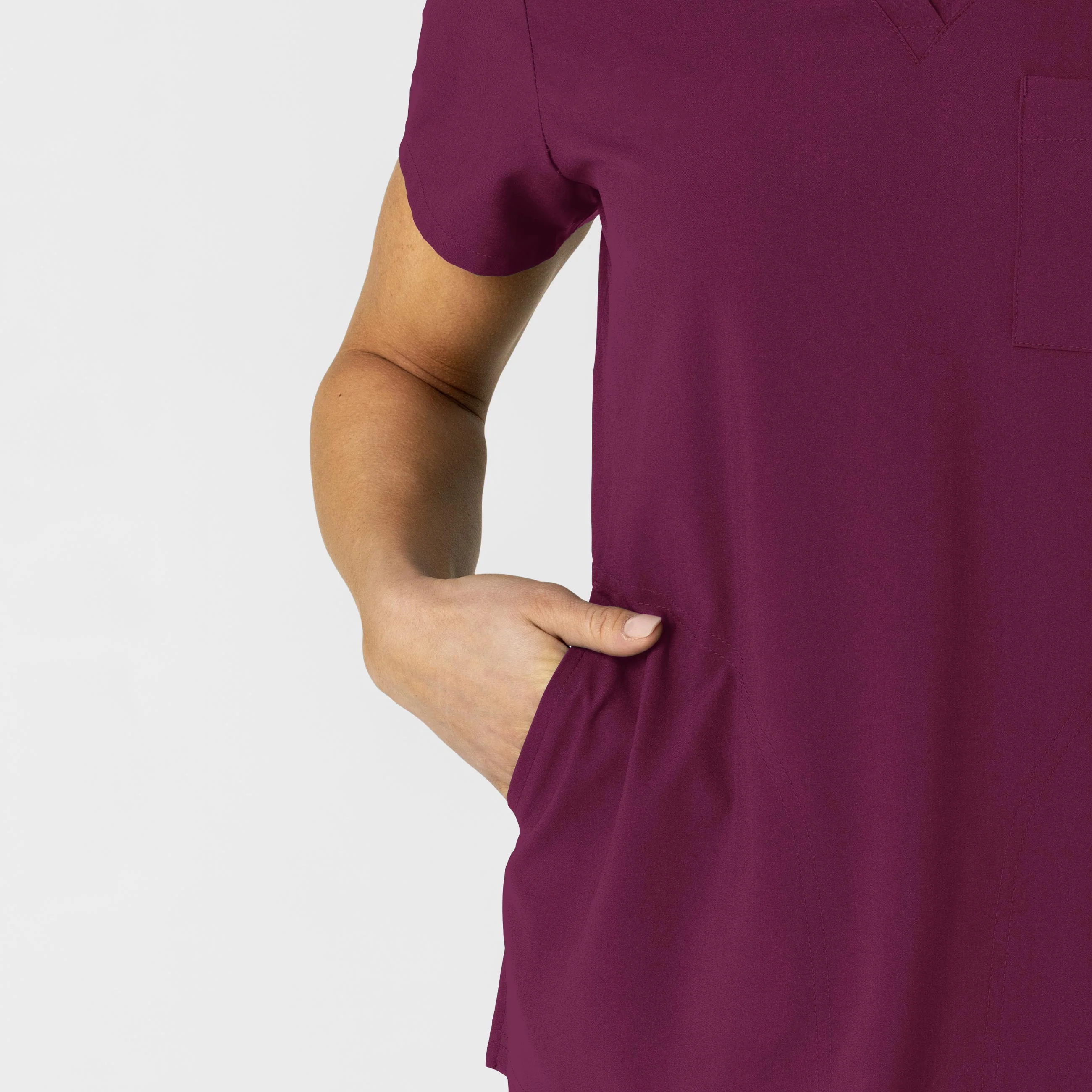 W123 Women's Flex-n-Reach V-Neck Scrub Top - Wine - Image 7
