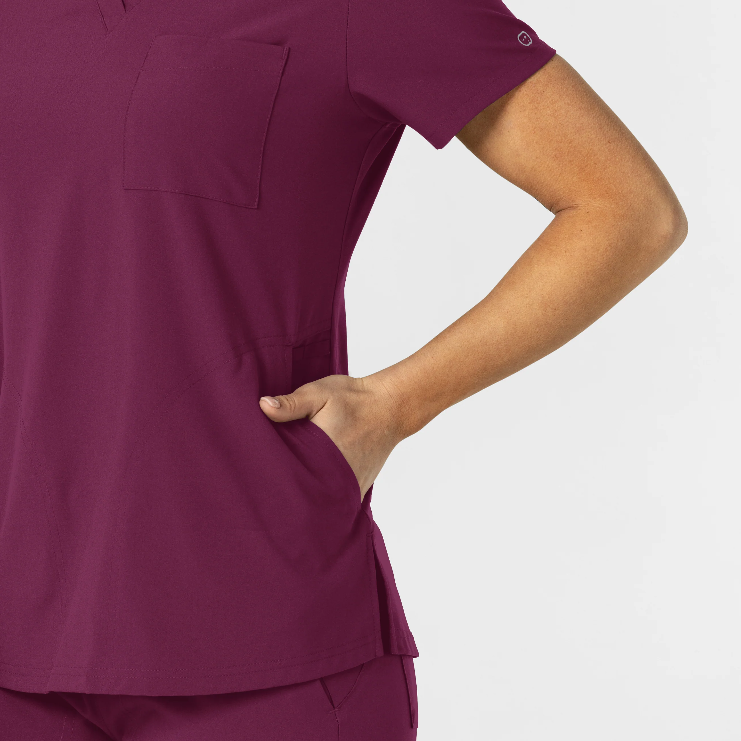 W123 Women's Flex-n-Reach V-Neck Scrub Top - Wine - Image 8