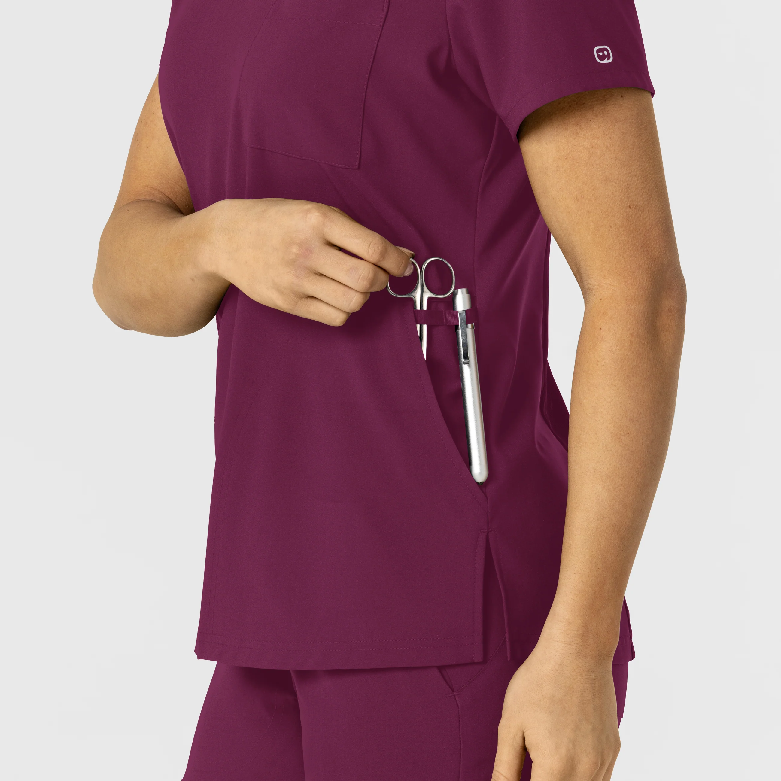 W123 Women's Flex-n-Reach V-Neck Scrub Top - Wine - Image 9