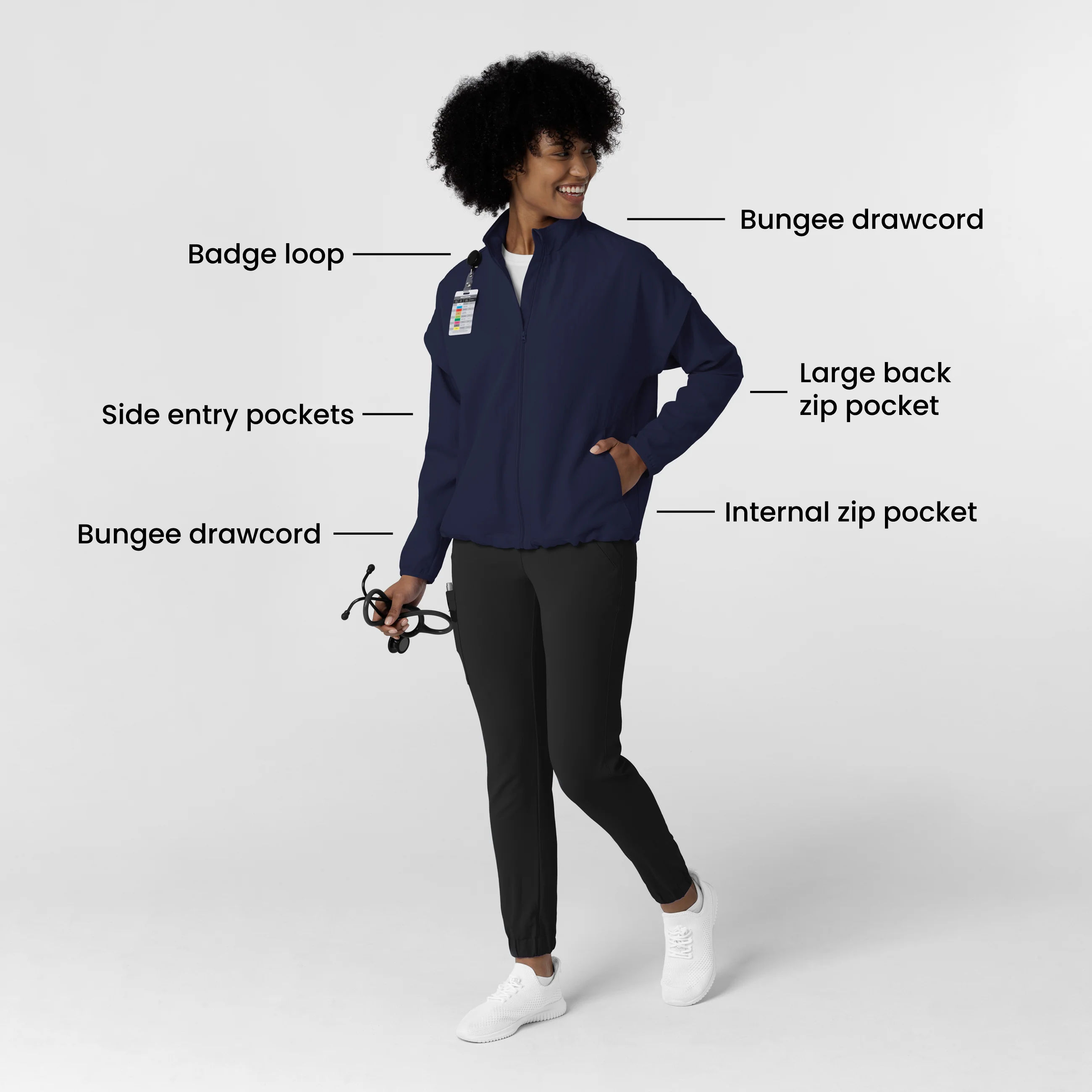 Women's BreezeBreaker Scrub Jacket - Navy - Image 3