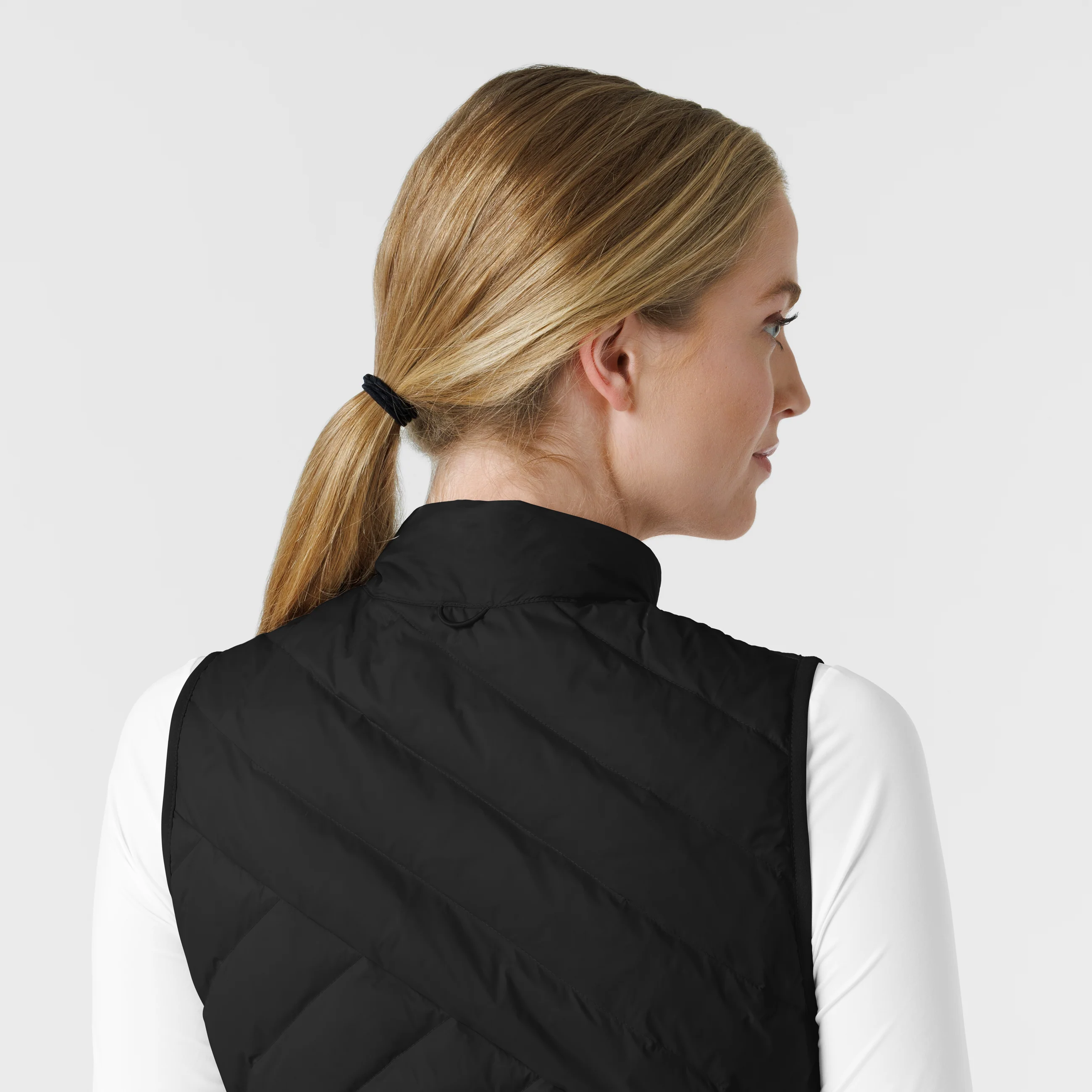 Women's Quilted Scrub Vest - Black - Image 7
