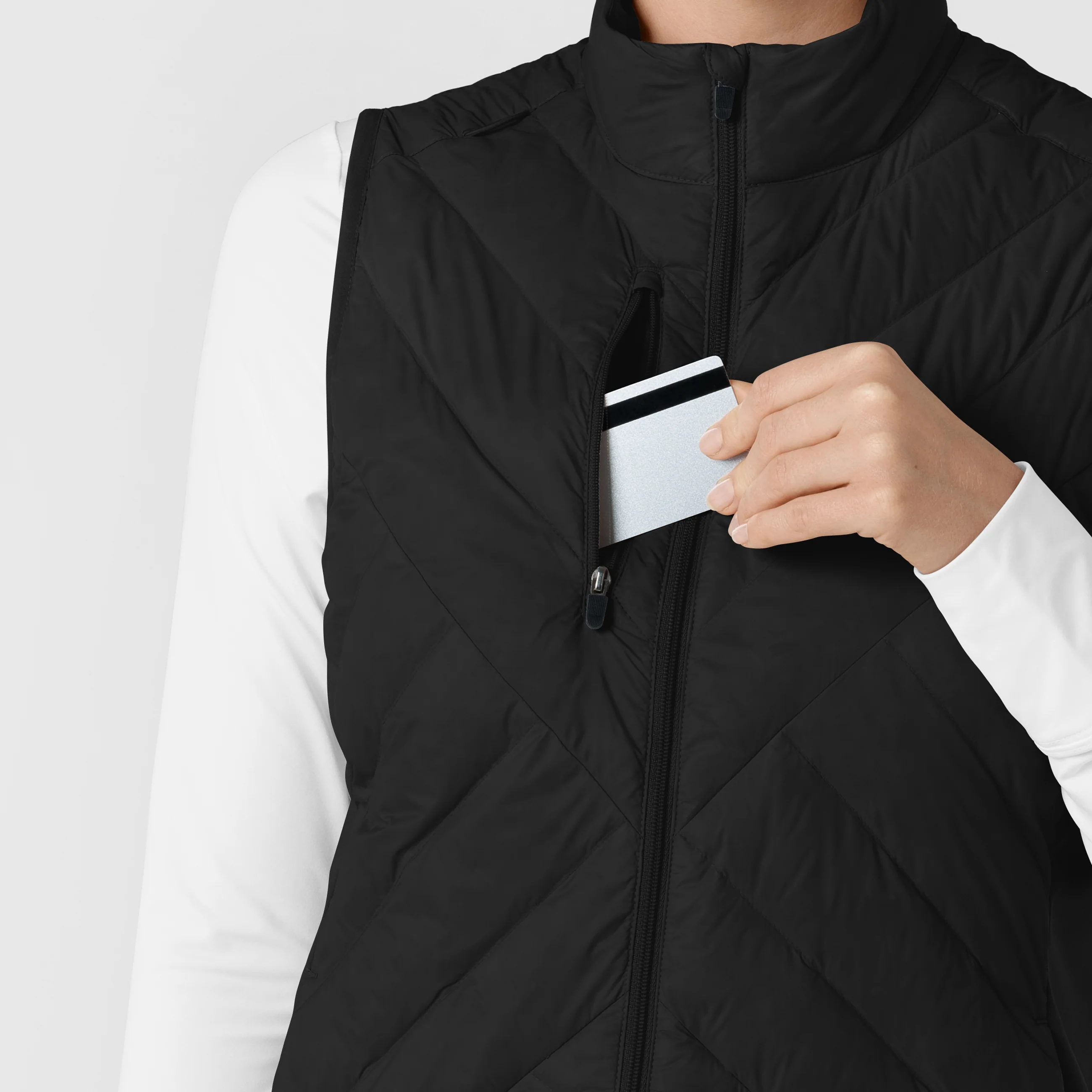 Women's Quilted Scrub Vest - Black - Image 9