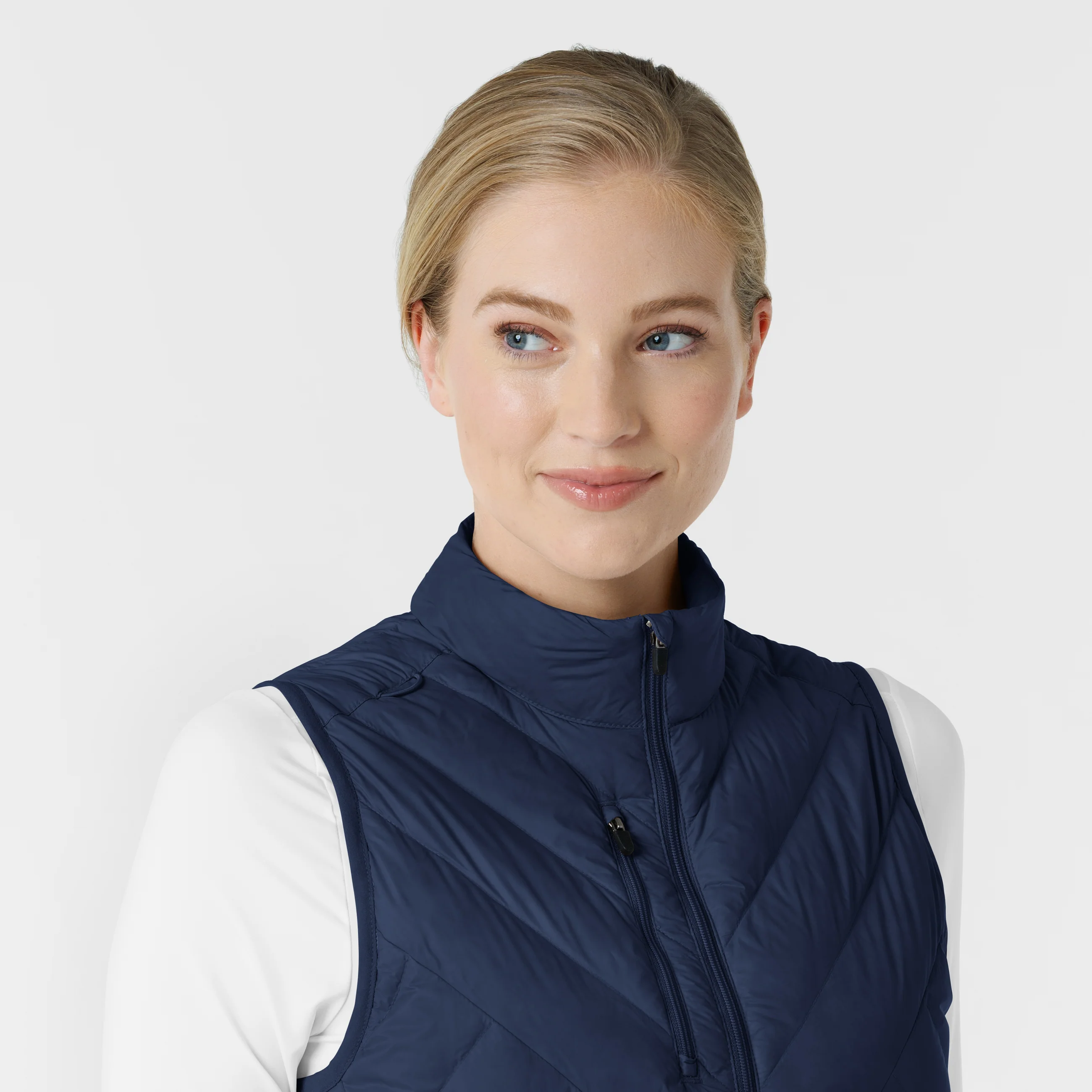 Women's Quilted Scrub Vest - Navy - Image 6