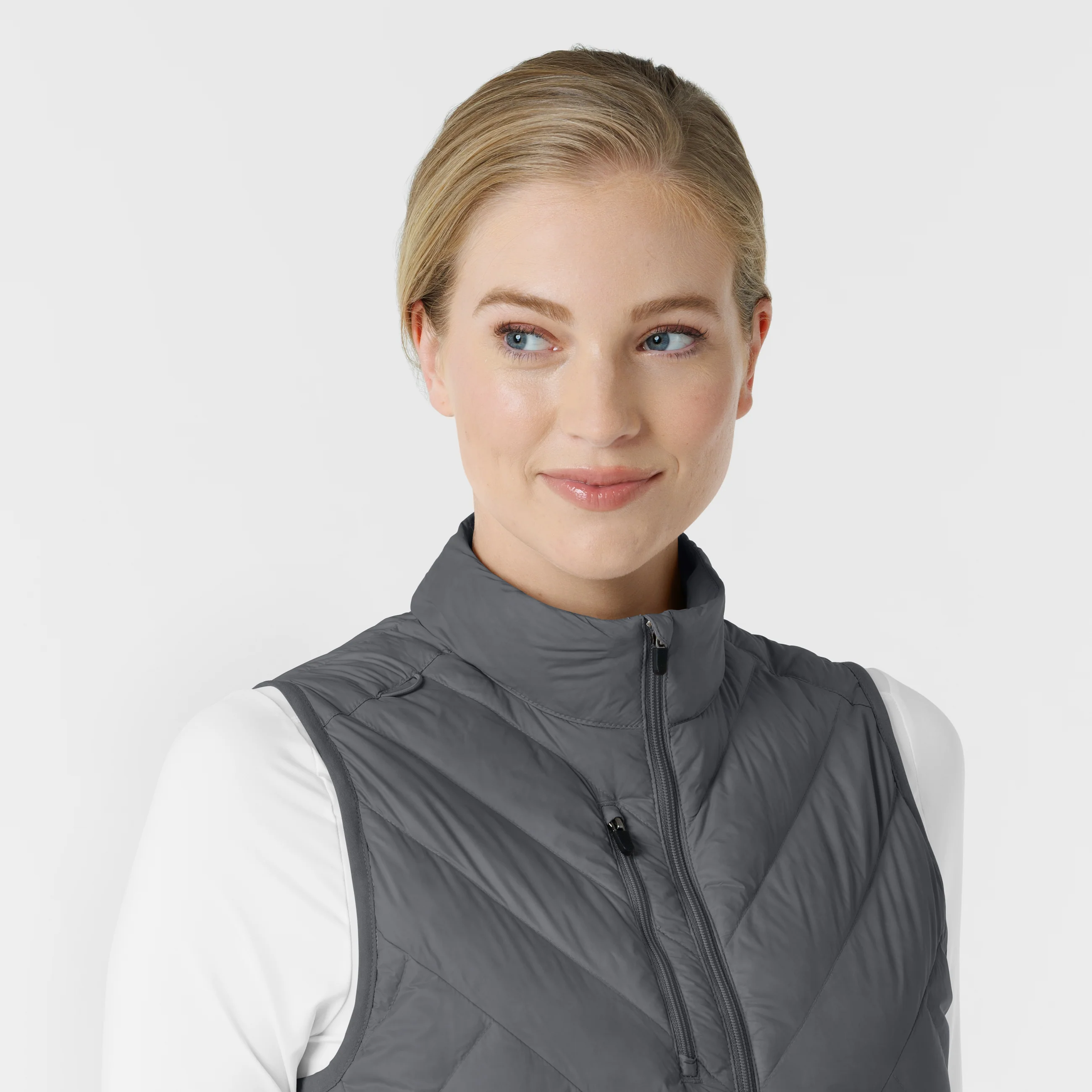 Women's Quilted Scrub Vest - Pewter - Image 6
