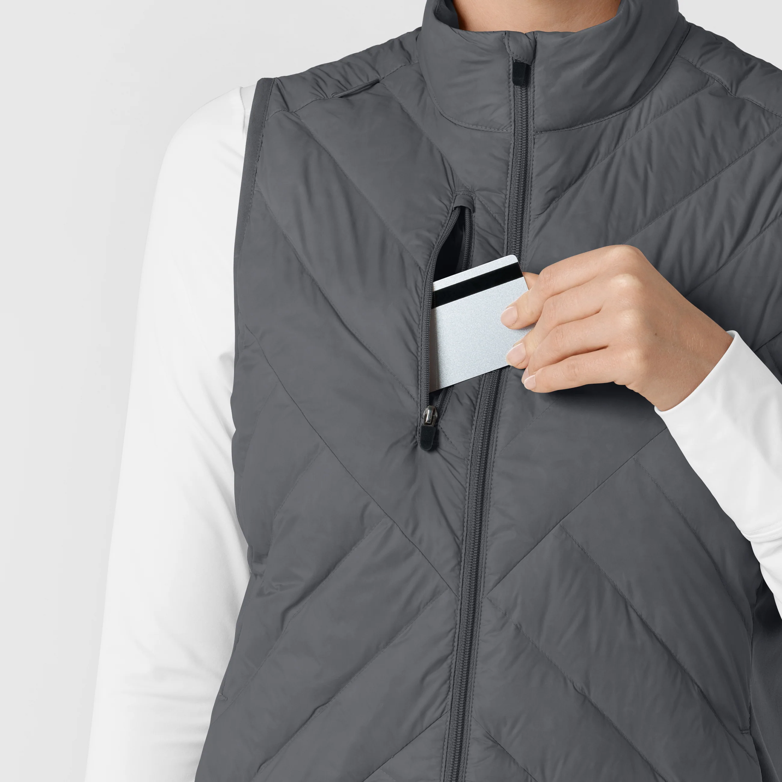 Women's Quilted Scrub Vest - Pewter - Image 9