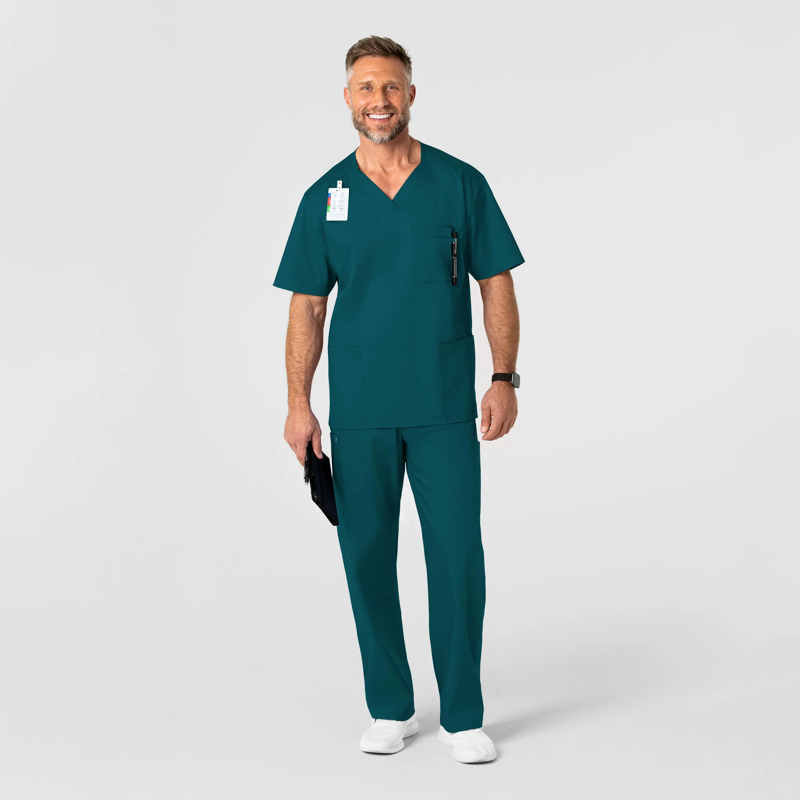 WonderWORK Men's V-Neck Scrub Top - Caribbean - Image 3