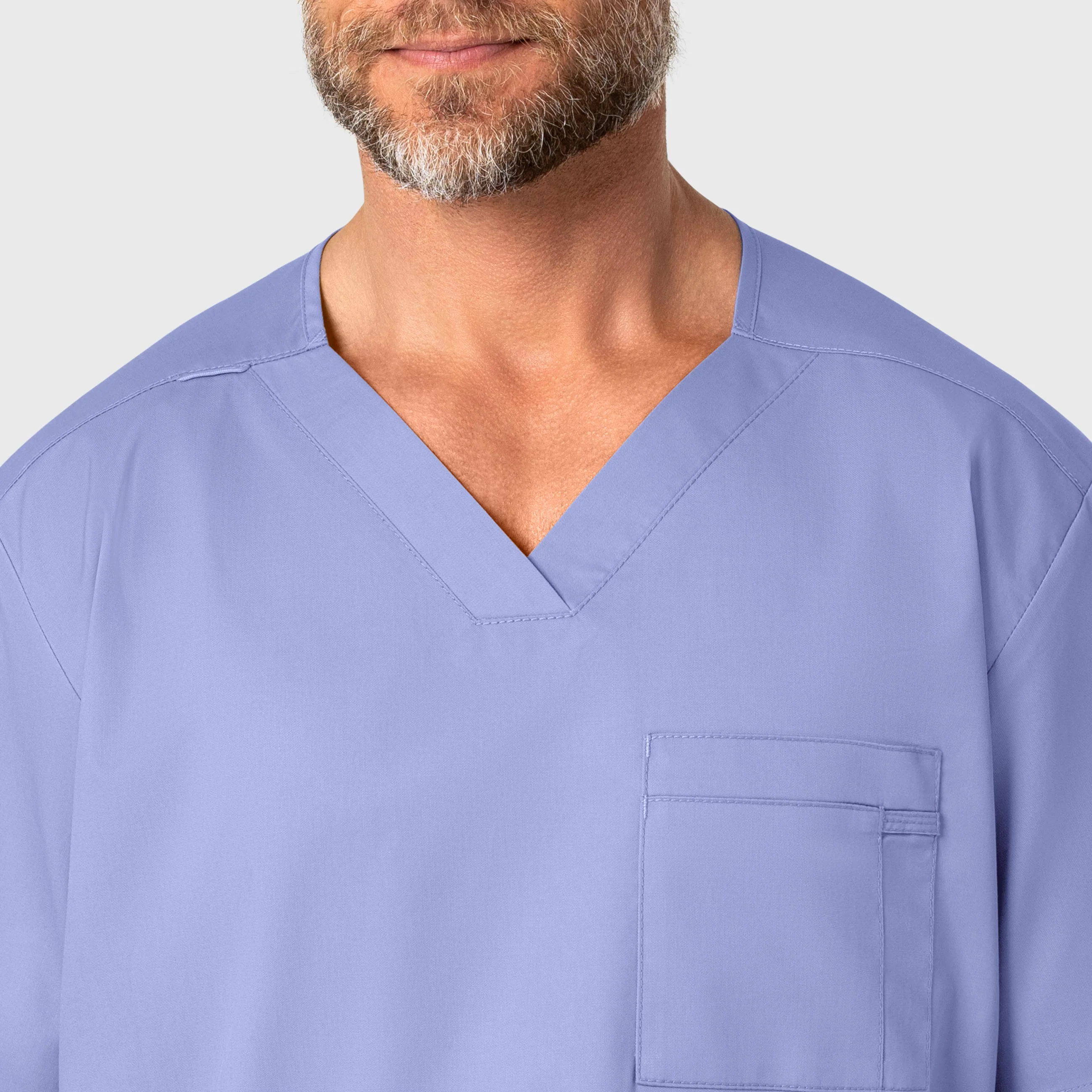 WonderWORK Men's V-Neck Scrub Top - Ceil Blue - Image 5
