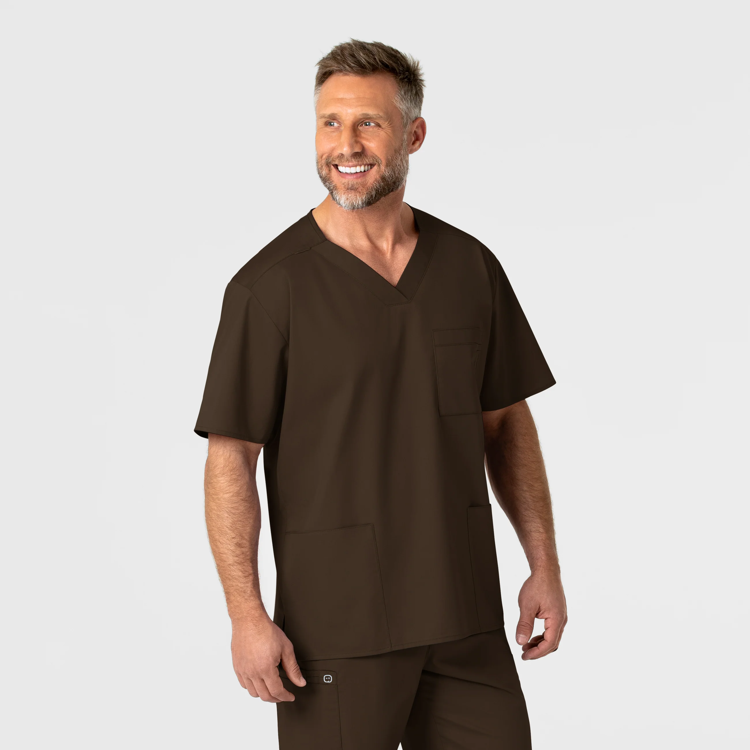WonderWORK Men's V-Neck Scrub Top - Chocolate - Image 4