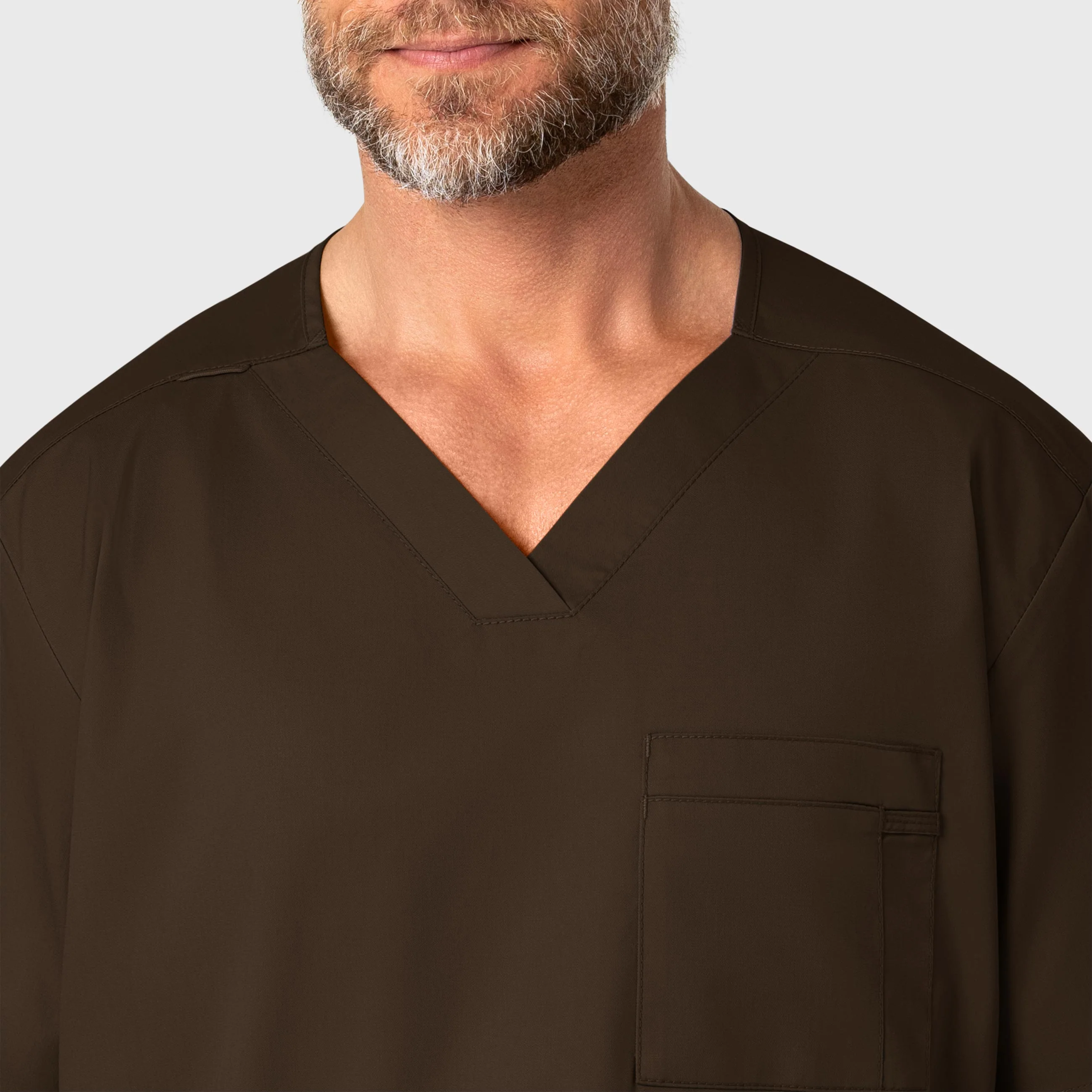 WonderWORK Men's V-Neck Scrub Top - Chocolate - Image 5