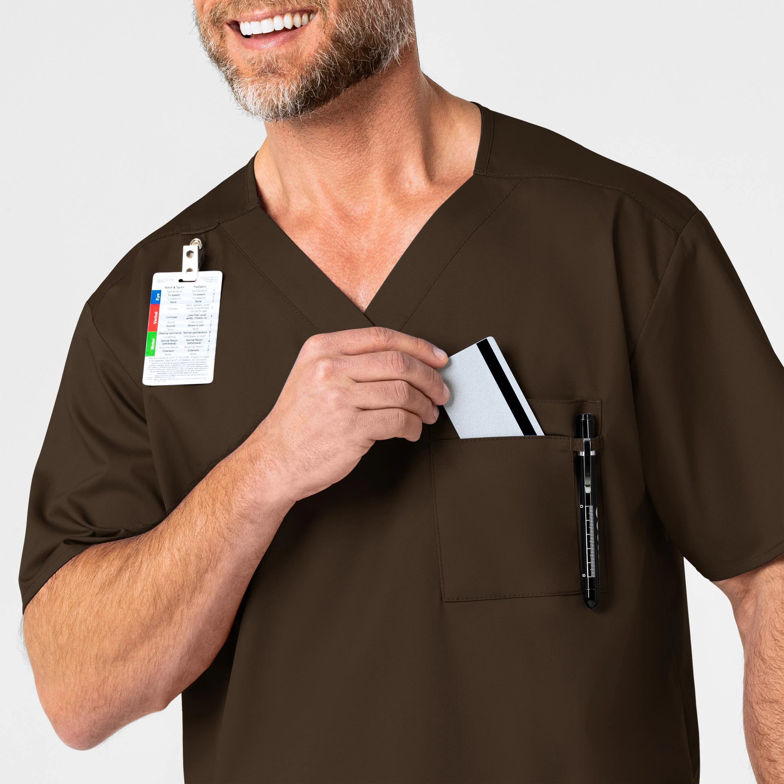 WonderWORK Men's V-Neck Scrub Top - Chocolate - Image 6