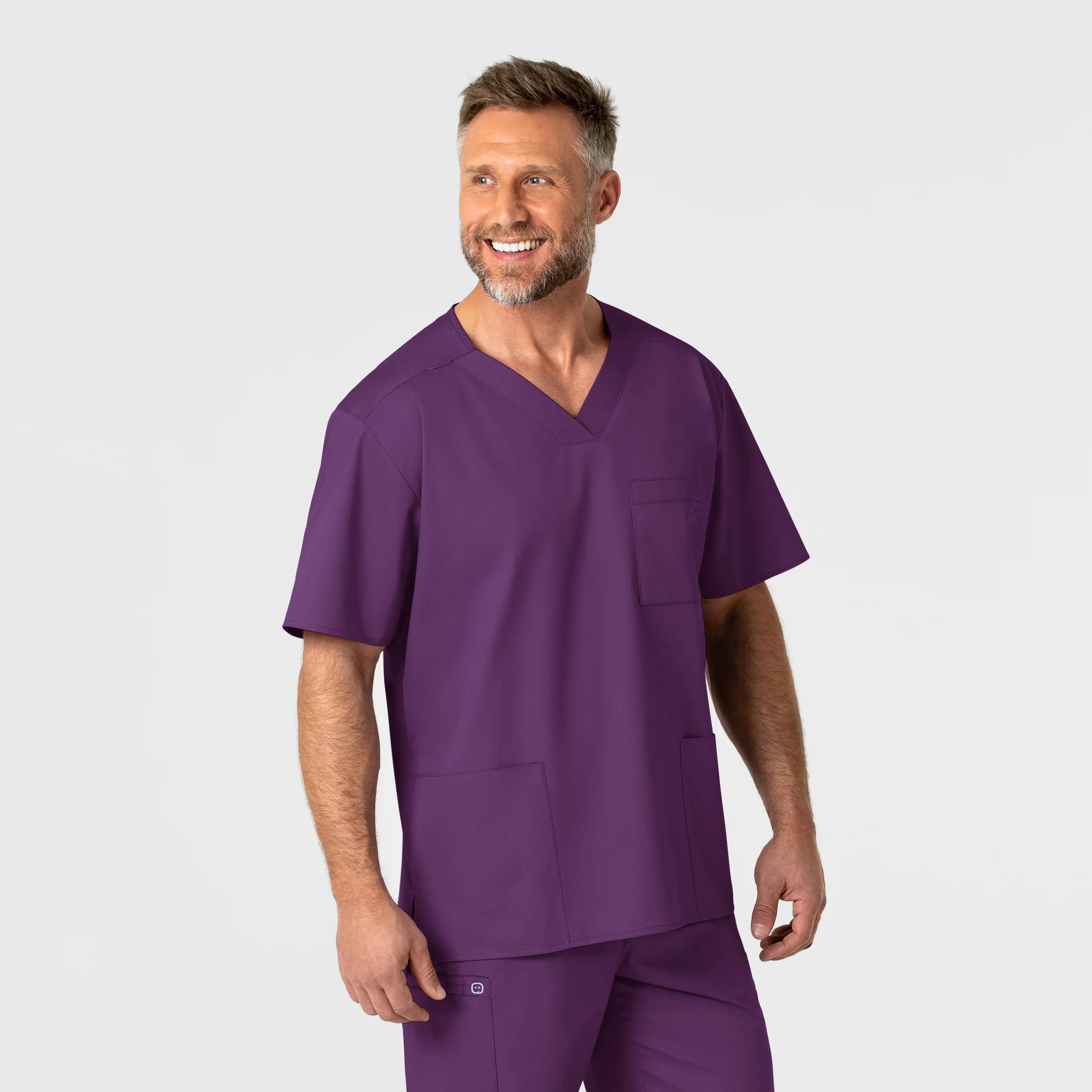 WonderWORK Men's V-Neck Scrub Top - Eggplant - Image 4